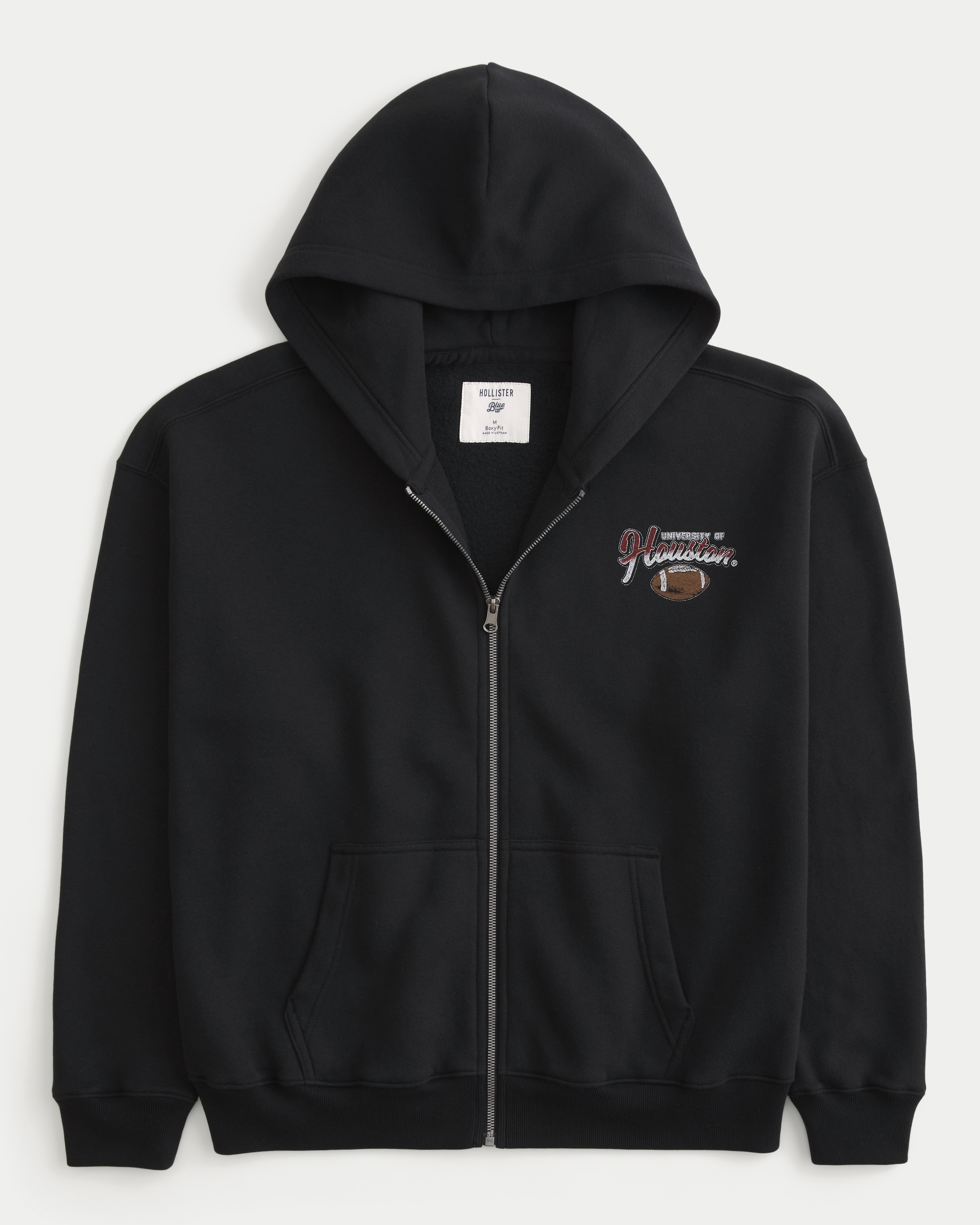 Мужское худи Hollister Boxy Zip-Up University of Tennessee Volunteers Graphic, цвет: Чёрный — фото 3