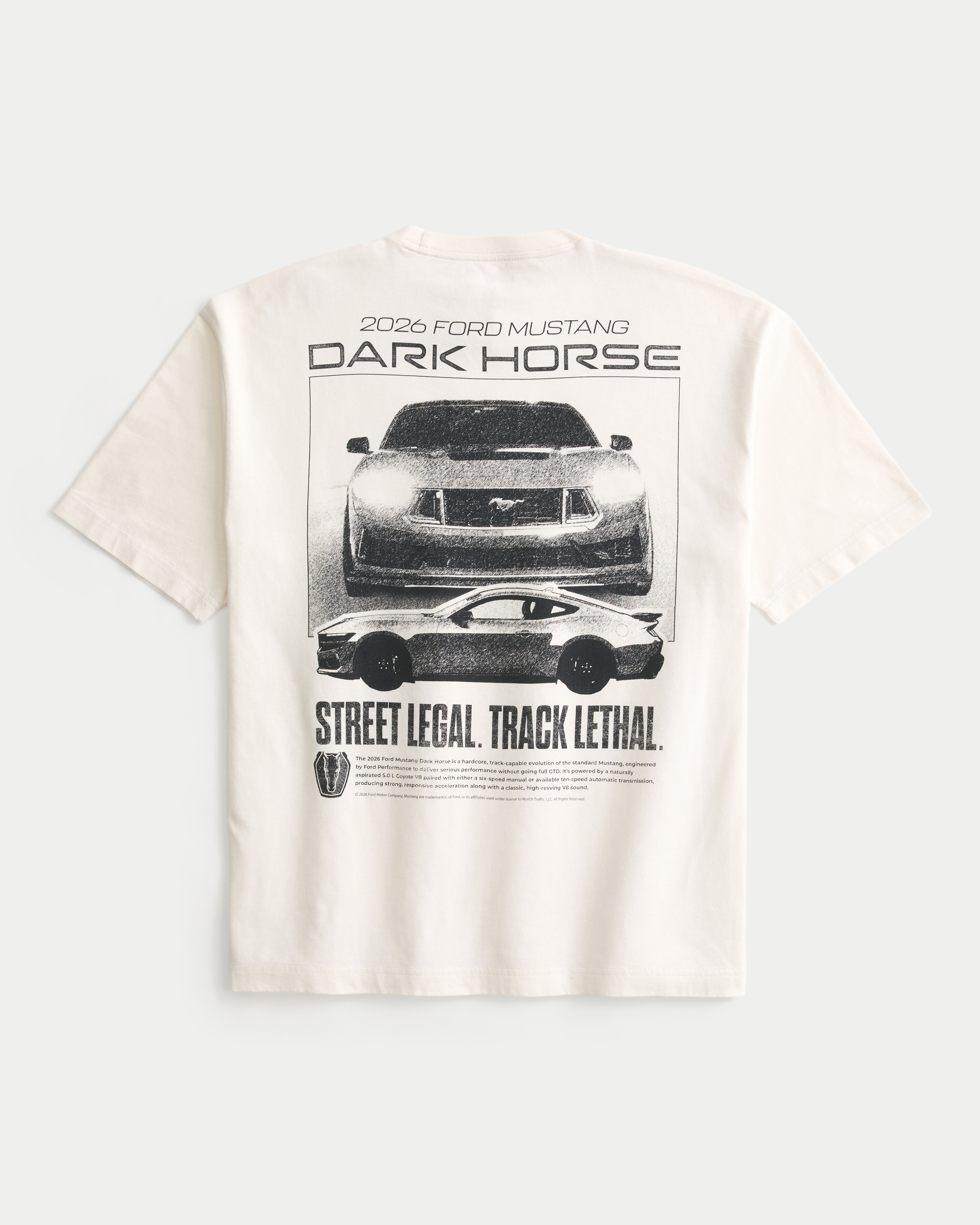 Мужская футболка Hollister Boxy Ford Mustang Dark Horse Graphic, цвет: Кремовый — фото 1