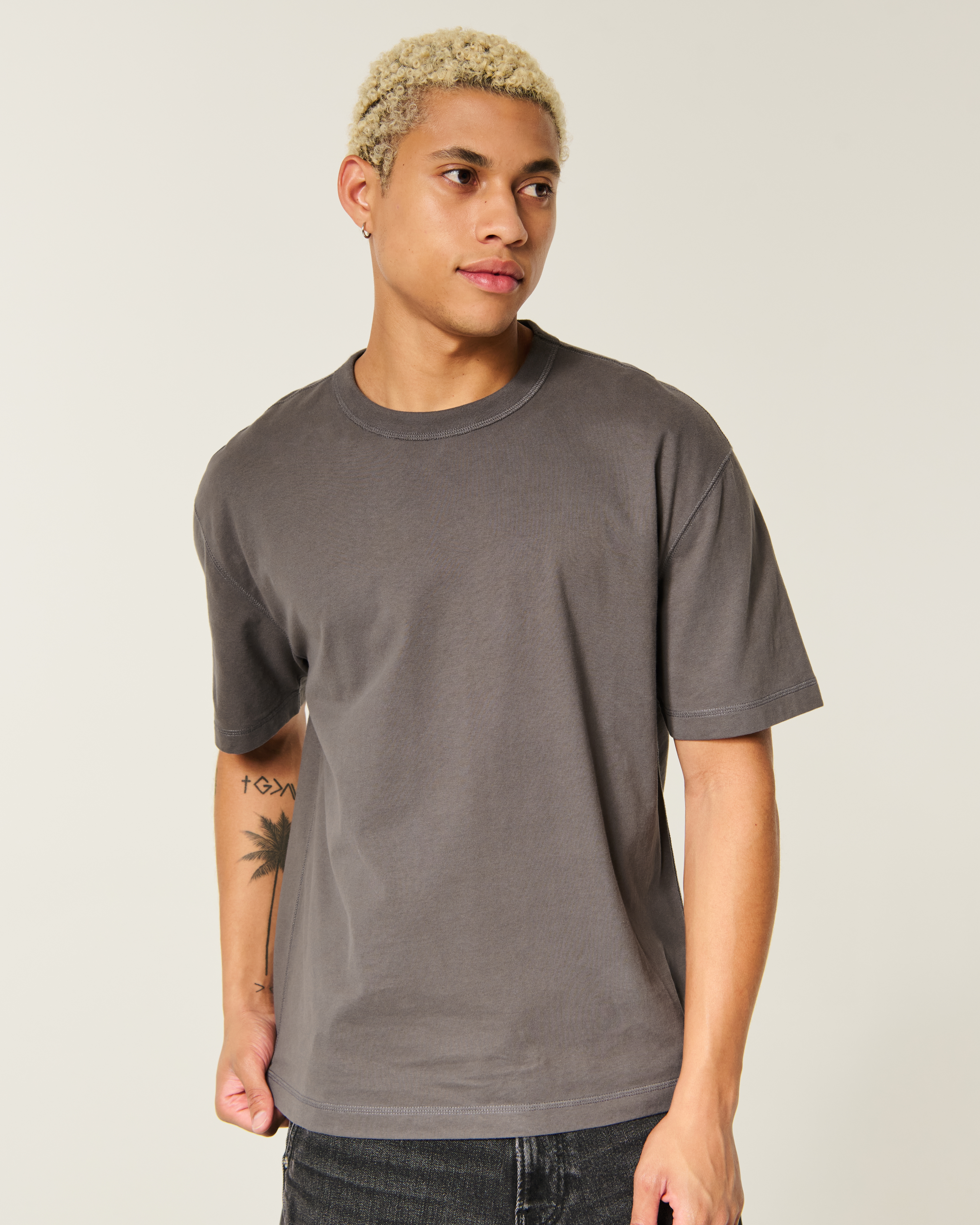 Мужская футболка Hollister Reversible Cotton Crew, цвет: Коричневый — фото 2