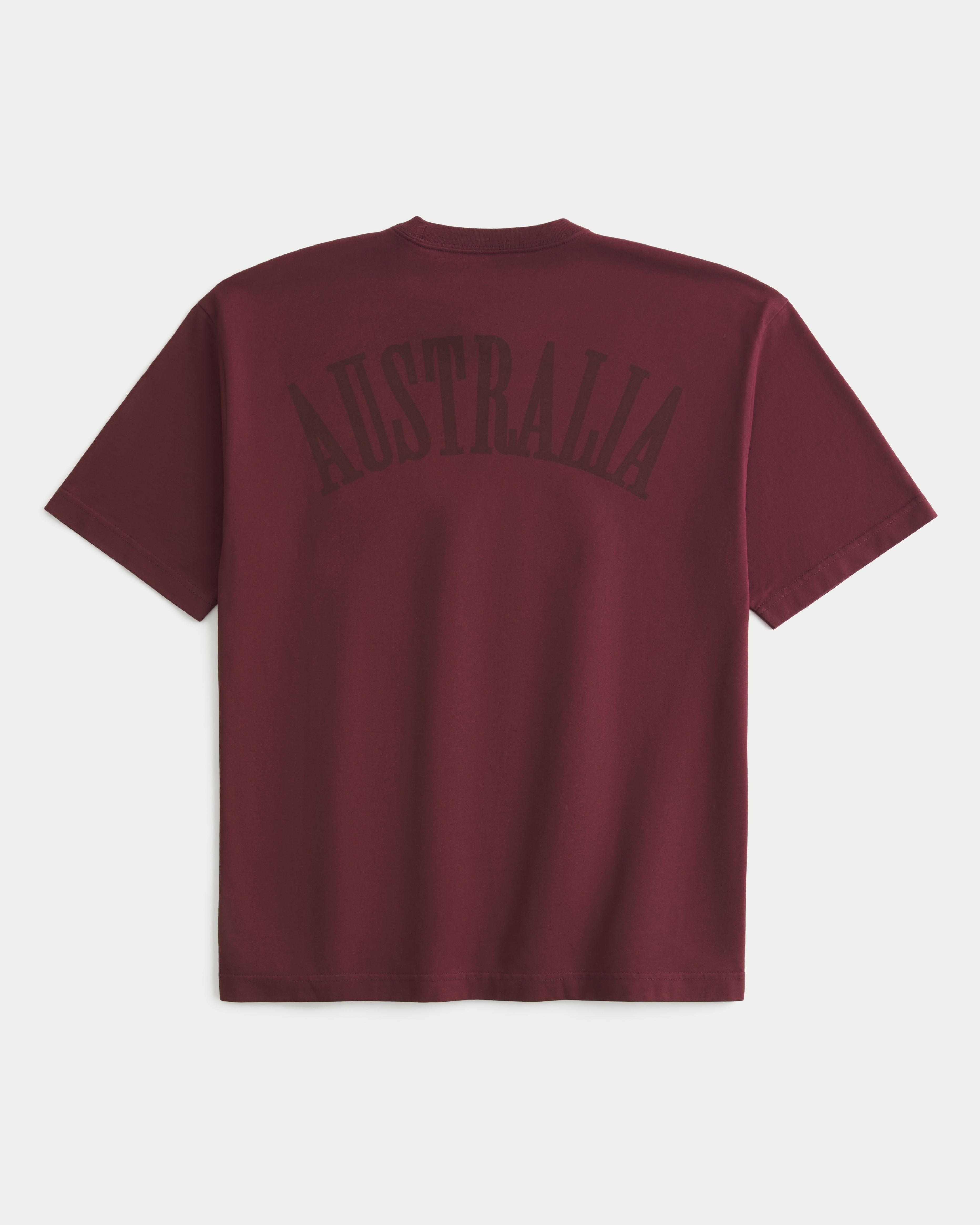 Мужская футболка Hollister Boxy Heavyweight Maui Graphic, цвет: Бордовый — фото 1