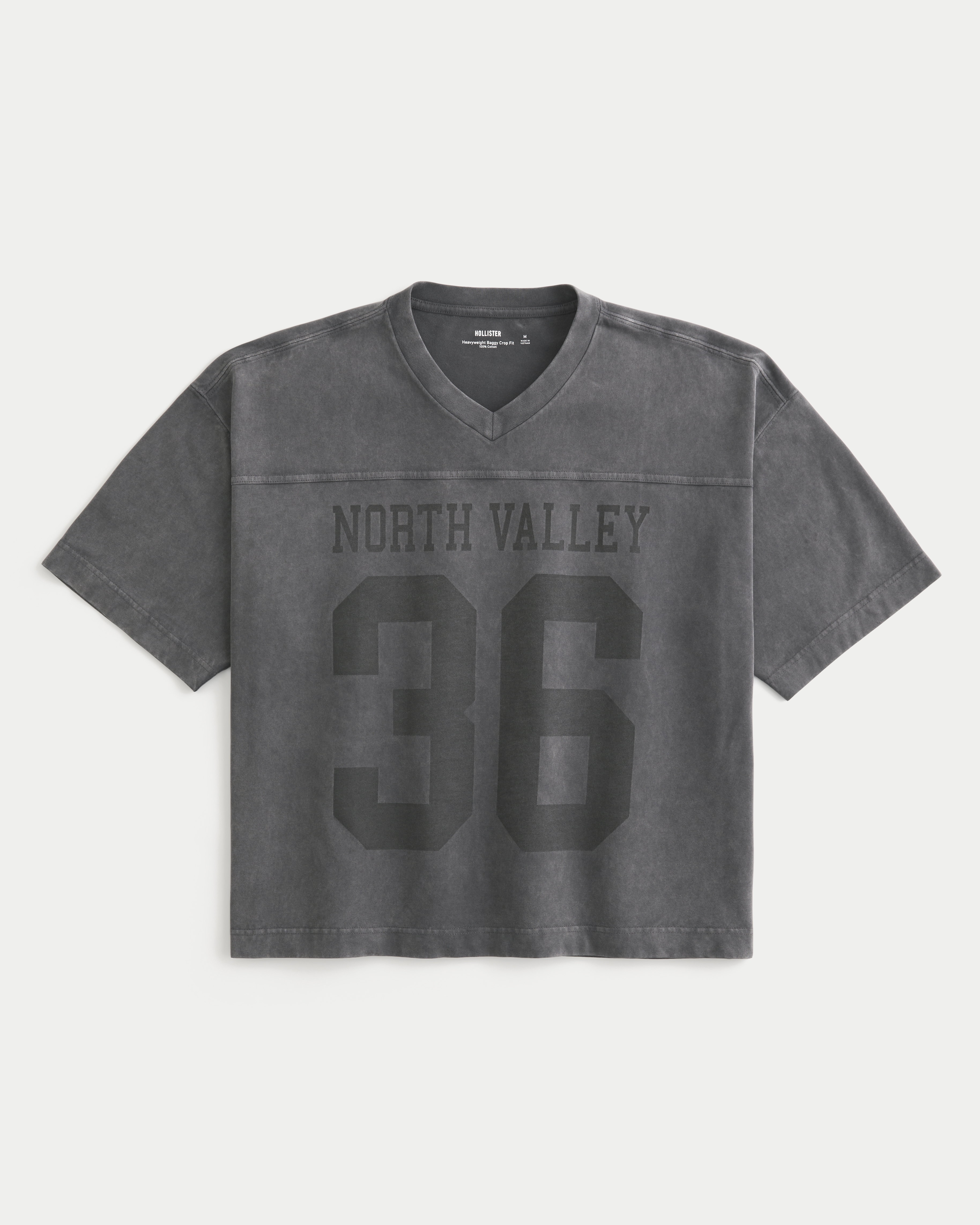 Мужские футболки Hollister Heavyweight Baggy Crop Varsity Graphic Football Tee
