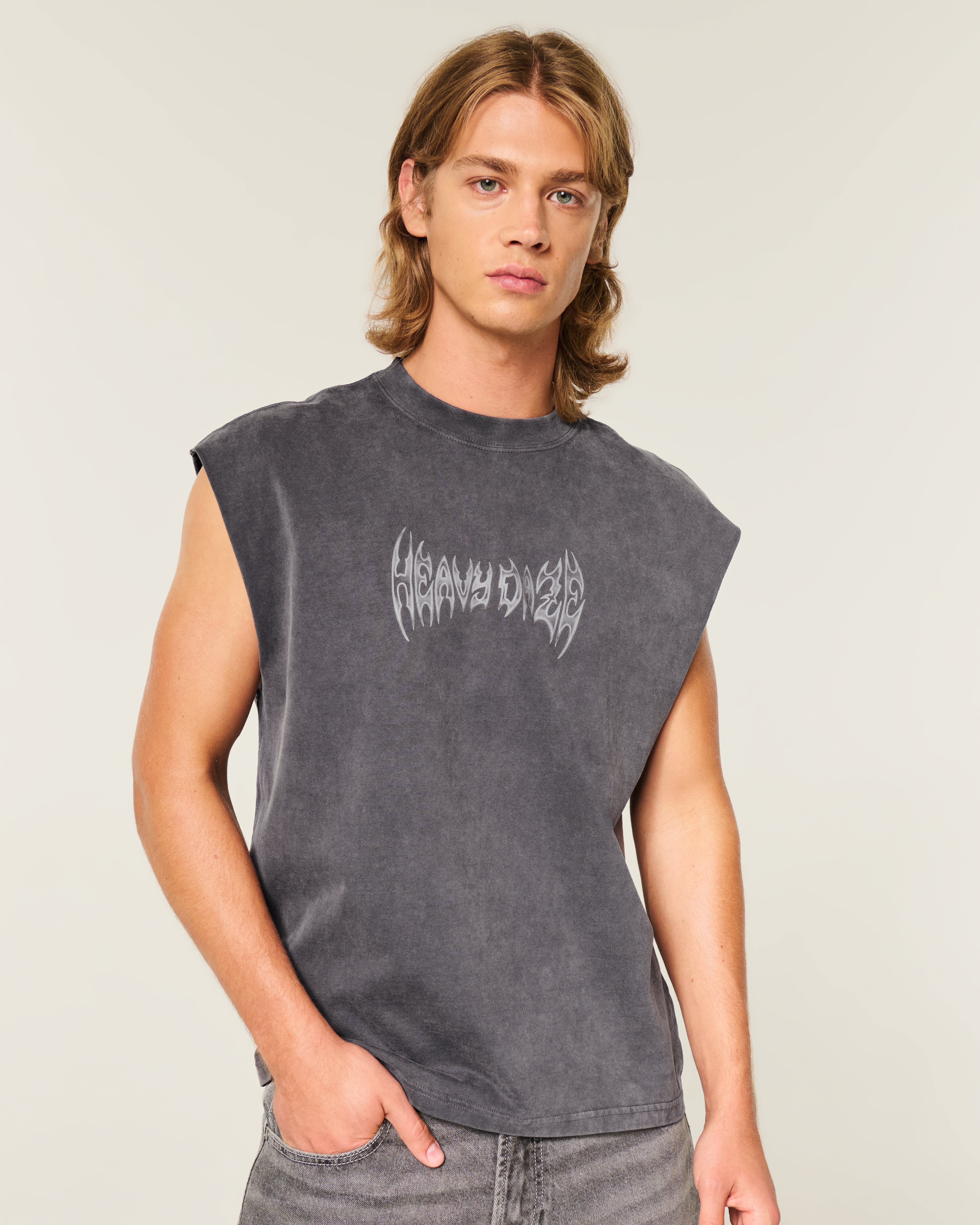 Мужские топы Hollister Boxy Heavyweight Graphic Cutoff Tank — фото 2
