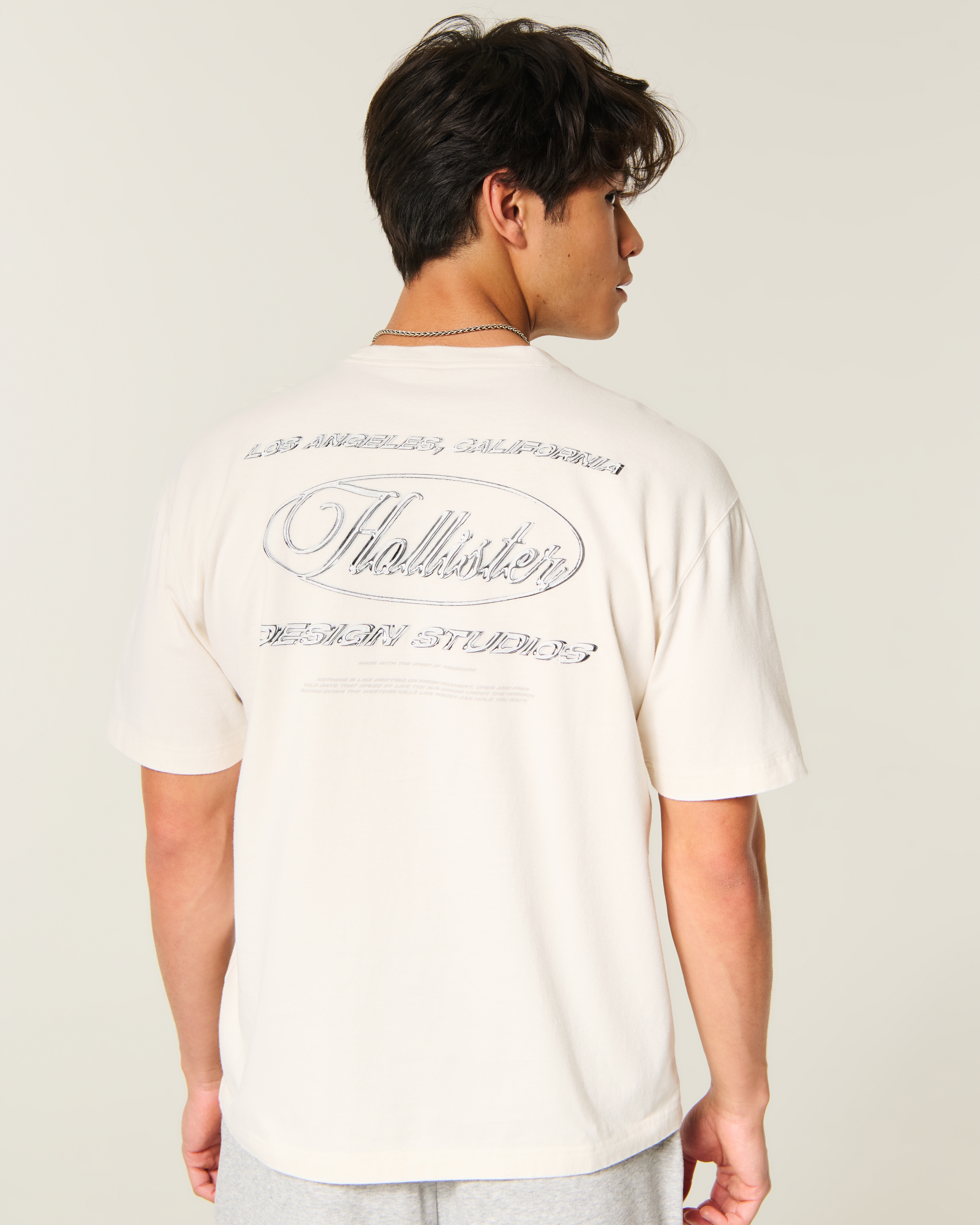 Мужские футболки Hollister Boxy Heavyweight Chrome Logo Graphic Tee — фото 2