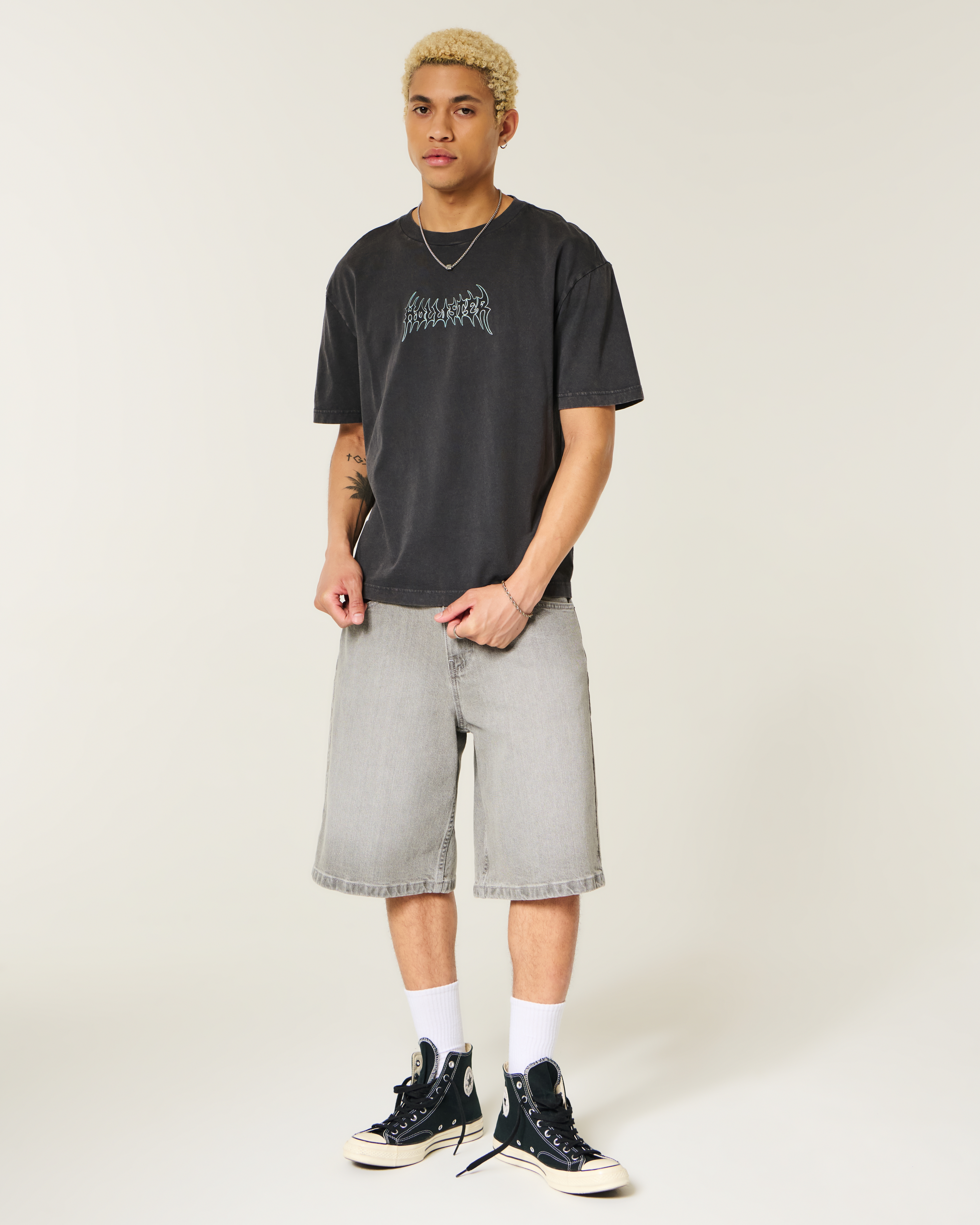 Мужские футболки Hollister Boxy Striped Logo Graphic Tee — фото 3