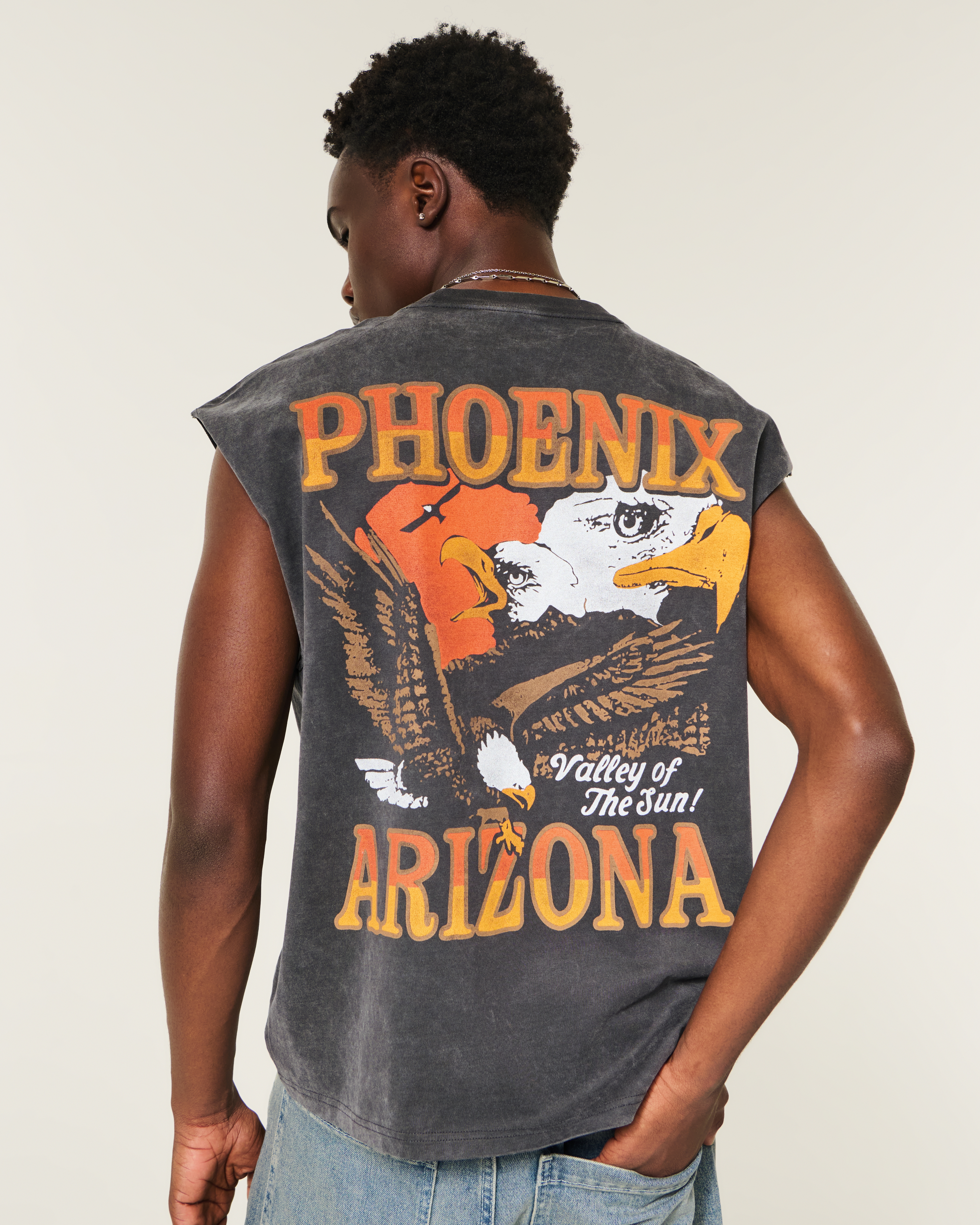 Мужские топы Hollister Boxy Heavyweight Phoenix Arizona Graphic Cutoff Tank — фото 2