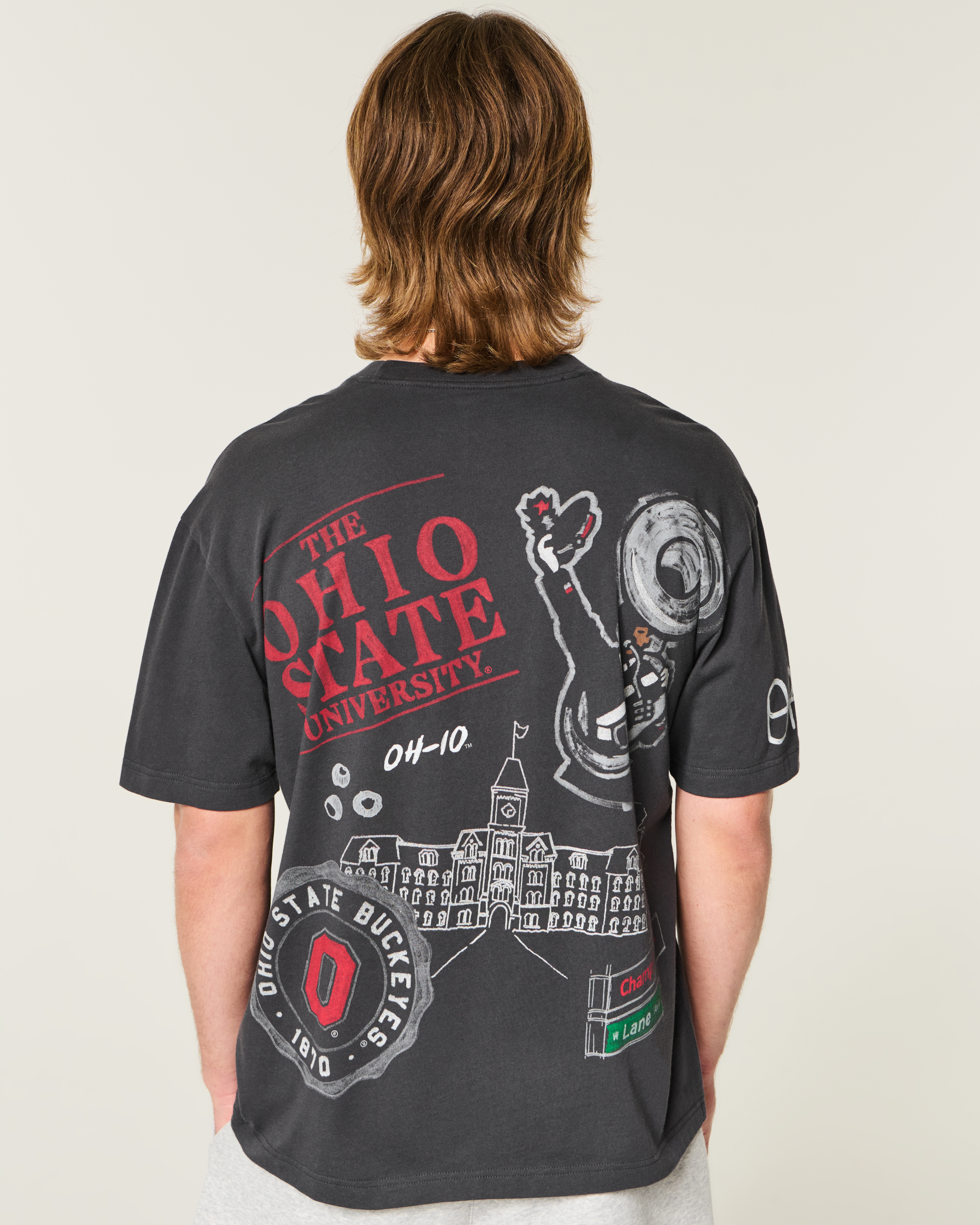 Мужские футболки Hollister Boxy The Ohio State University Buckeyes Graphic Tee — фото 3