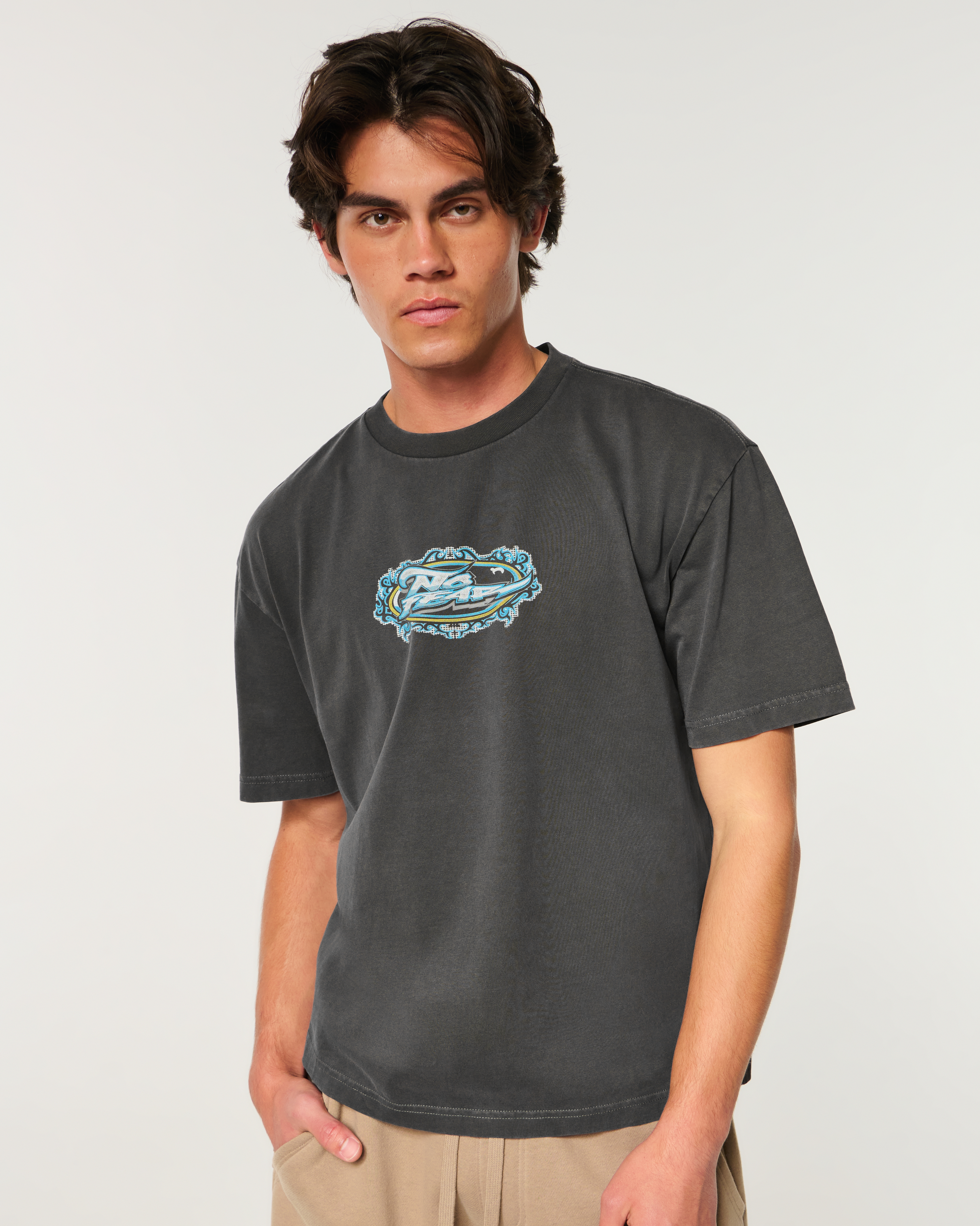 Мужские футболки Hollister Boxy Heavyweight Logo Graphic Tee — фото 2