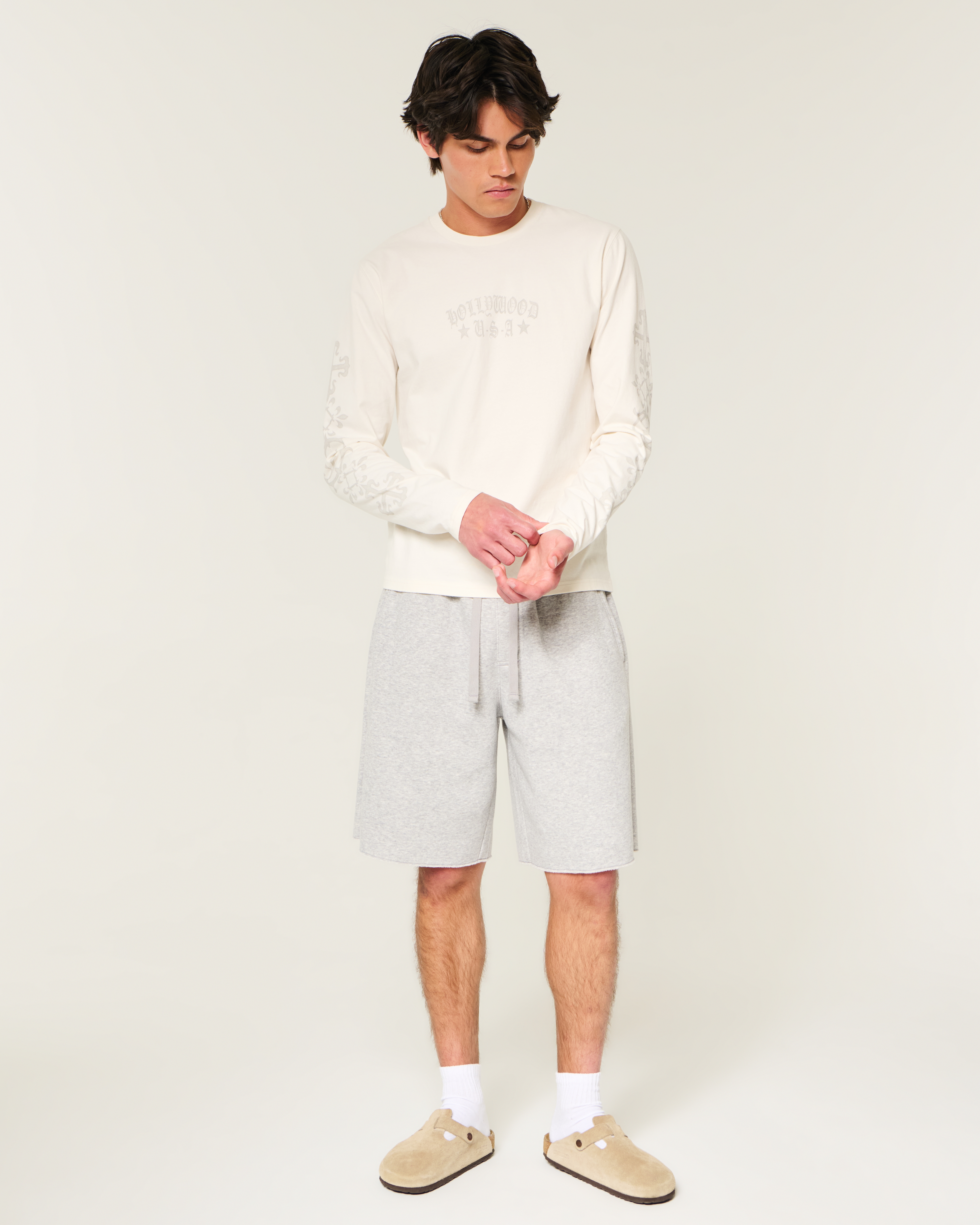 Мужские футболки Hollister Boxy Heavyweight Long-Sleeve Hollywood Graphic Tee — фото 3