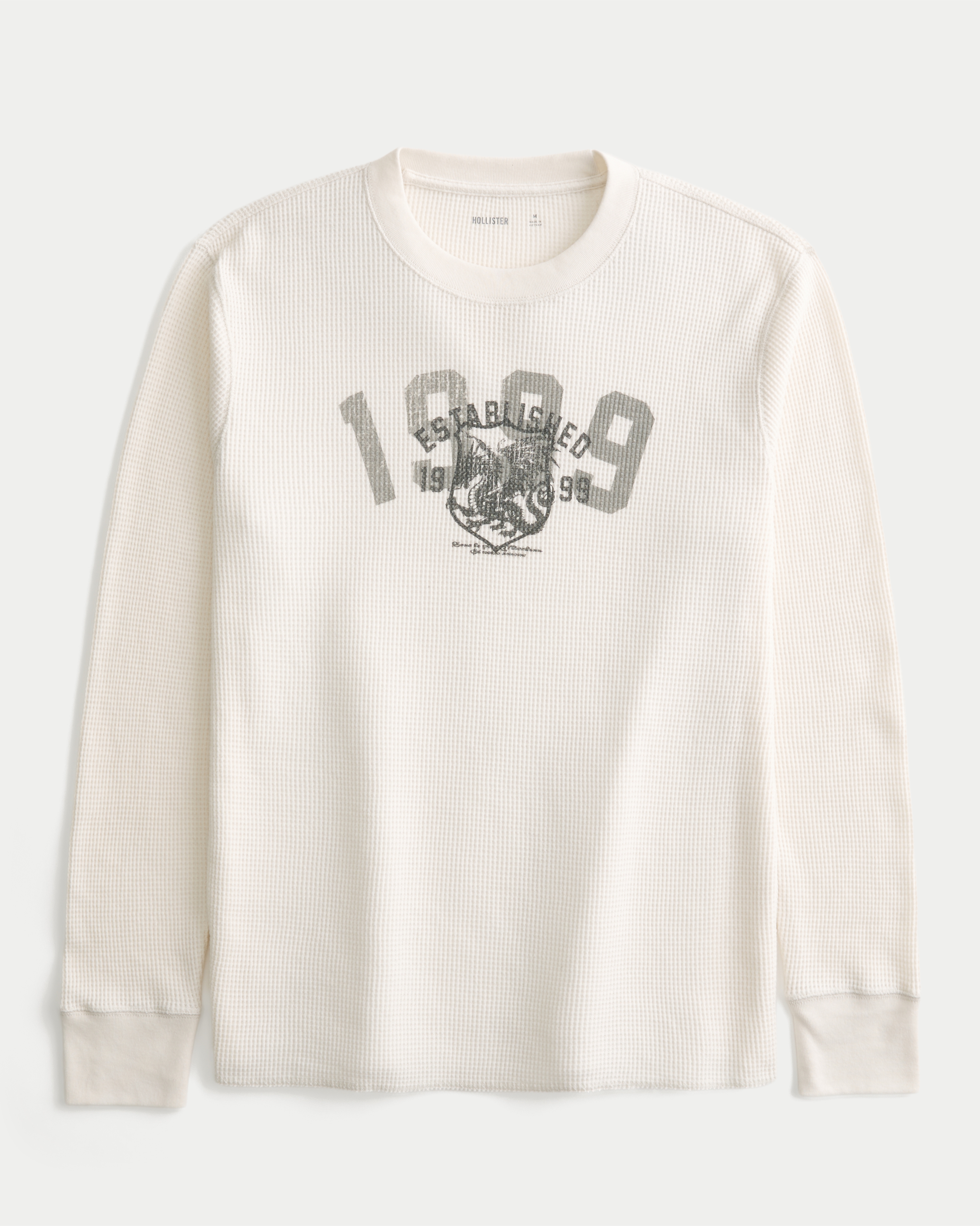 Мужская футболка Hollister Long-Sleeve Thermal Angel Wings Graphic, цвет: Кремовый — фото 1