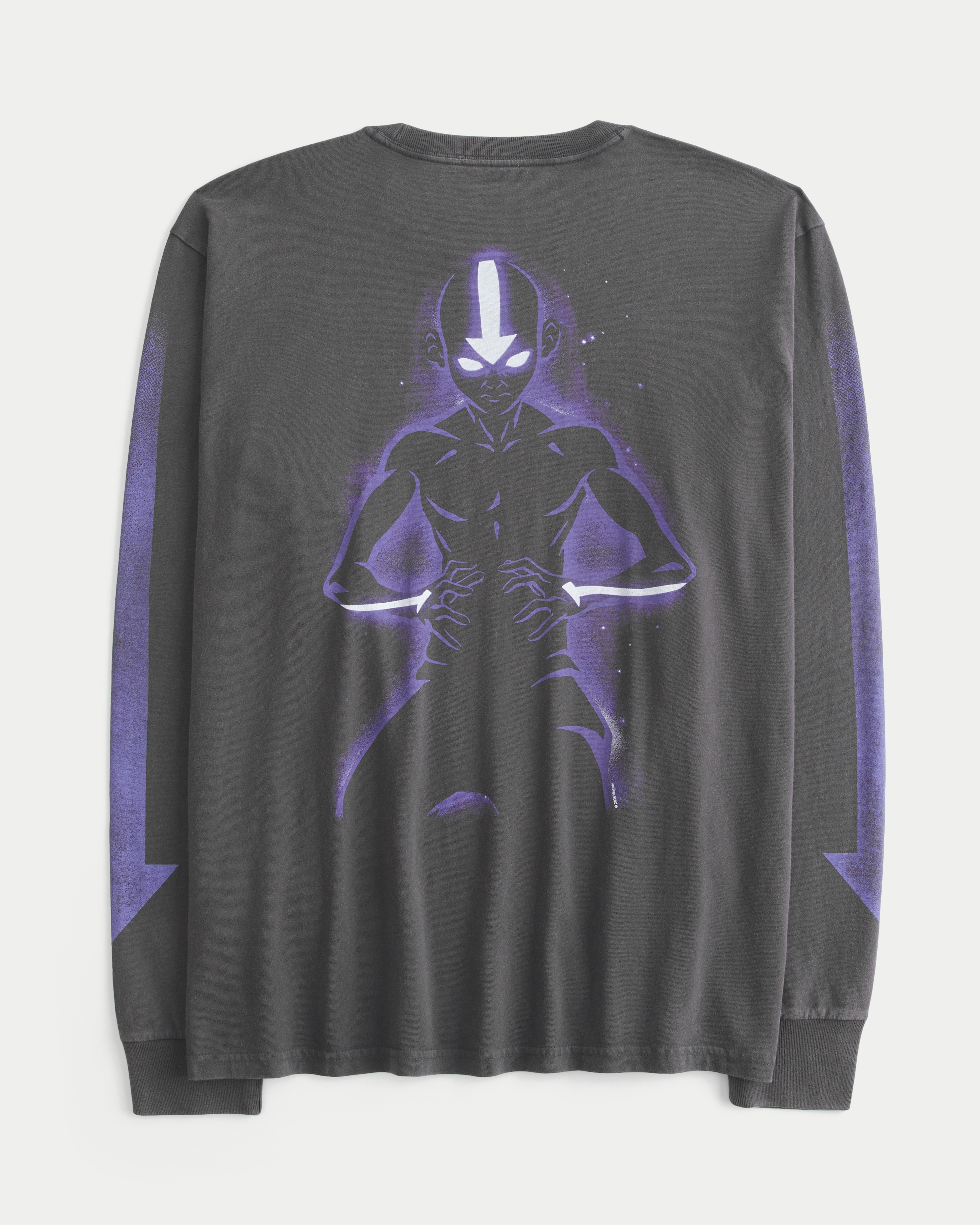 Мужская футболка Hollister Relaxed Long-Sleeve Avatar: The Last Airbender Graphic, цвет: Чёрный