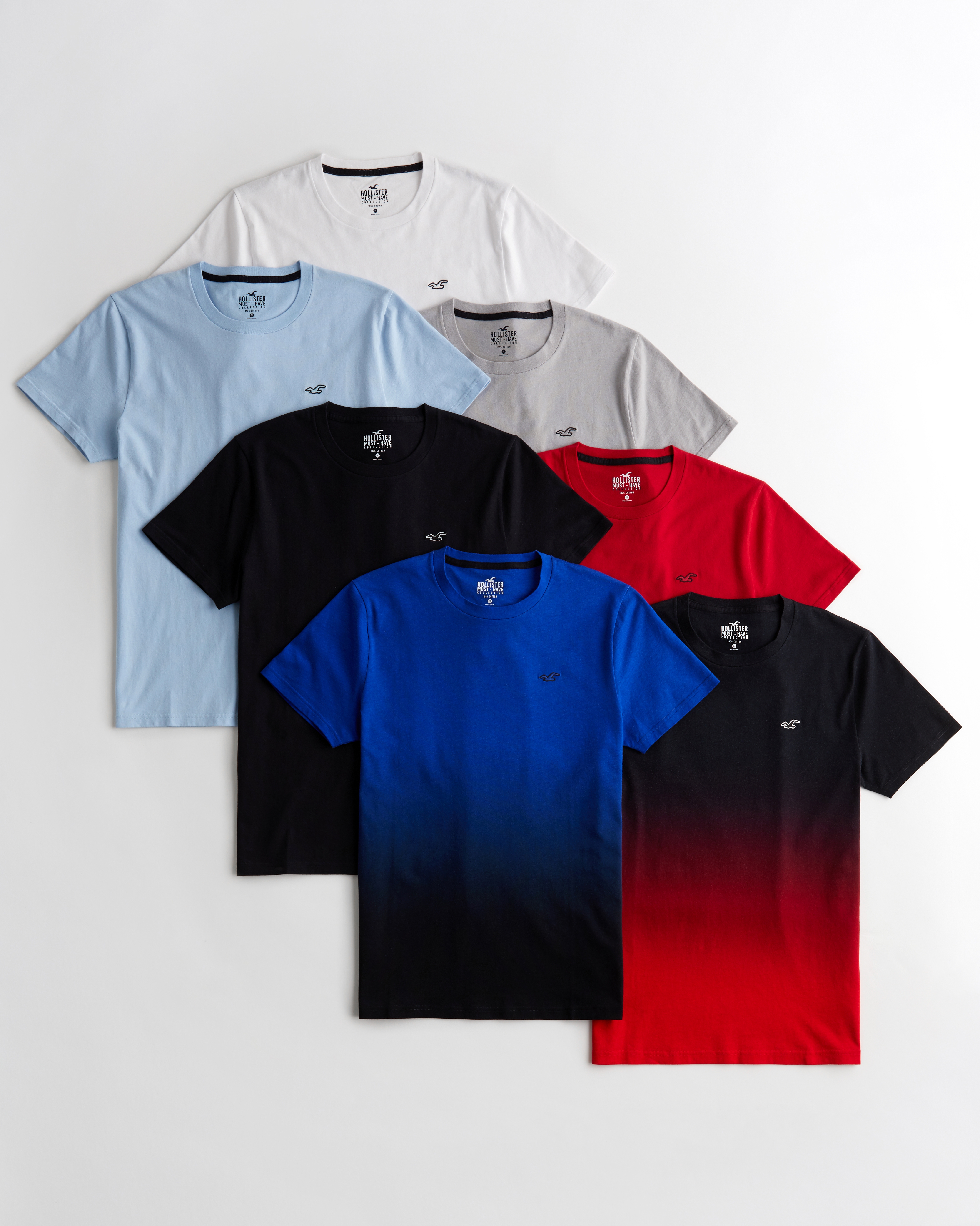 Hollister 5-pack sport logo plain and camo print T-shirts in multi