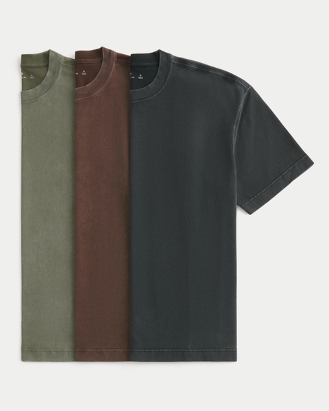 Мужские футболки Hollister Boxy Heavyweight Washed Cotton Crew T-Shirt 3-Pack