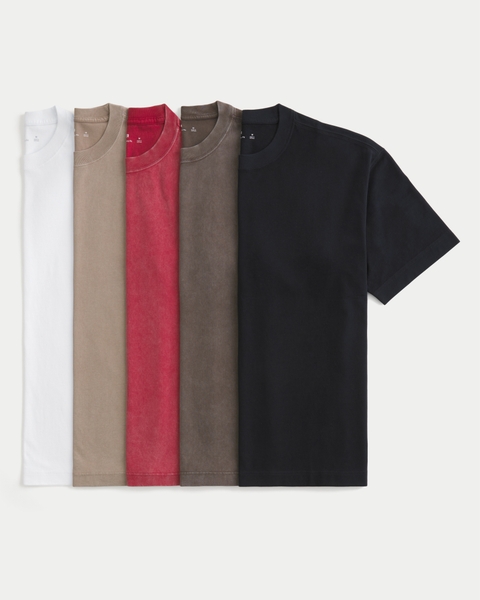 Мужские футболки Hollister Boxy Heavyweight Crew T-Shirt 5-Pack