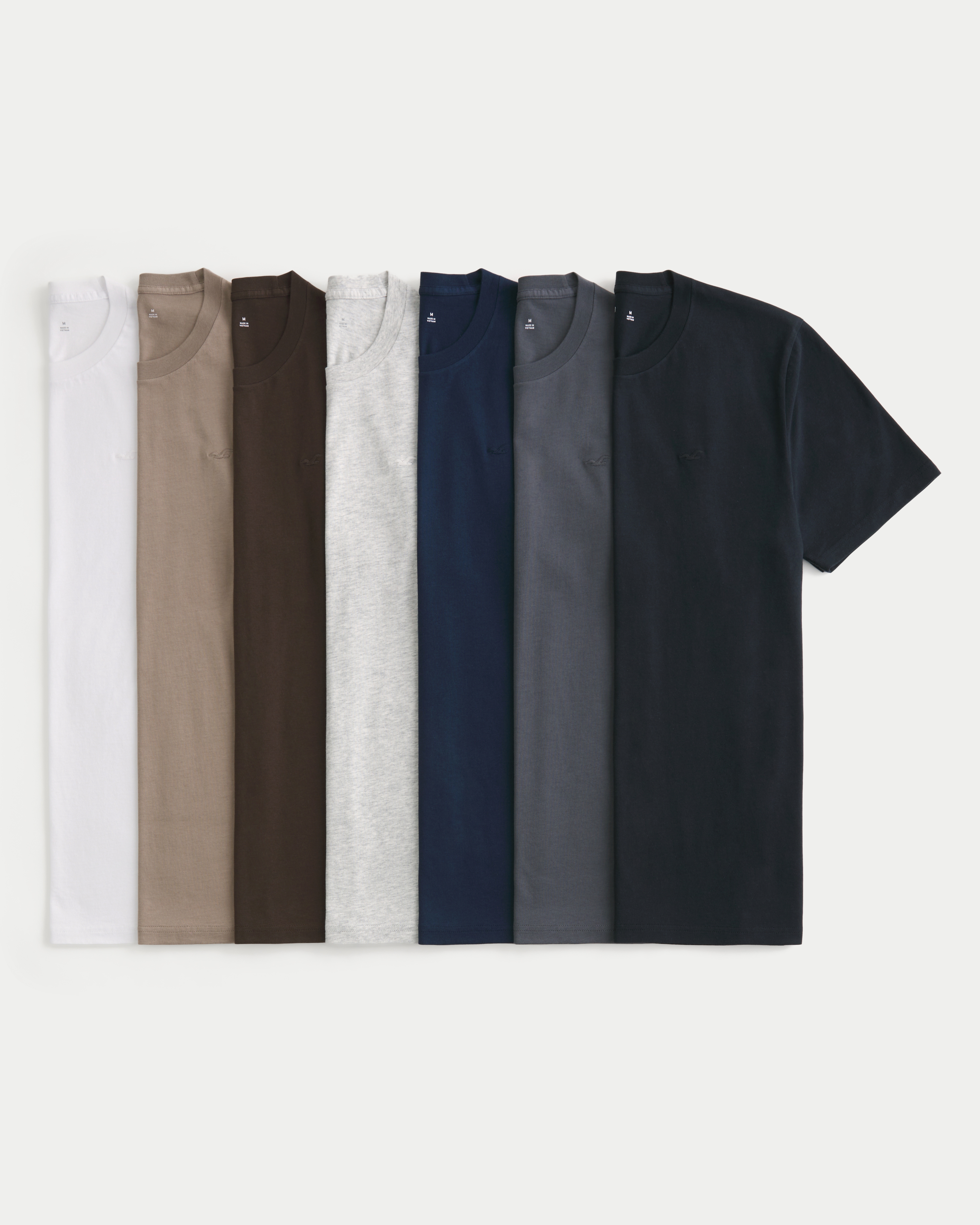 Мужские футболки Hollister Icon Crew T-Shirt 7-Pack, цвет: Разноцветный — фото 1