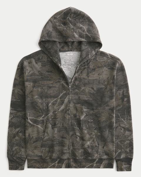 Мужские худи Hollister Boxy Thermal Camo Zip-Up