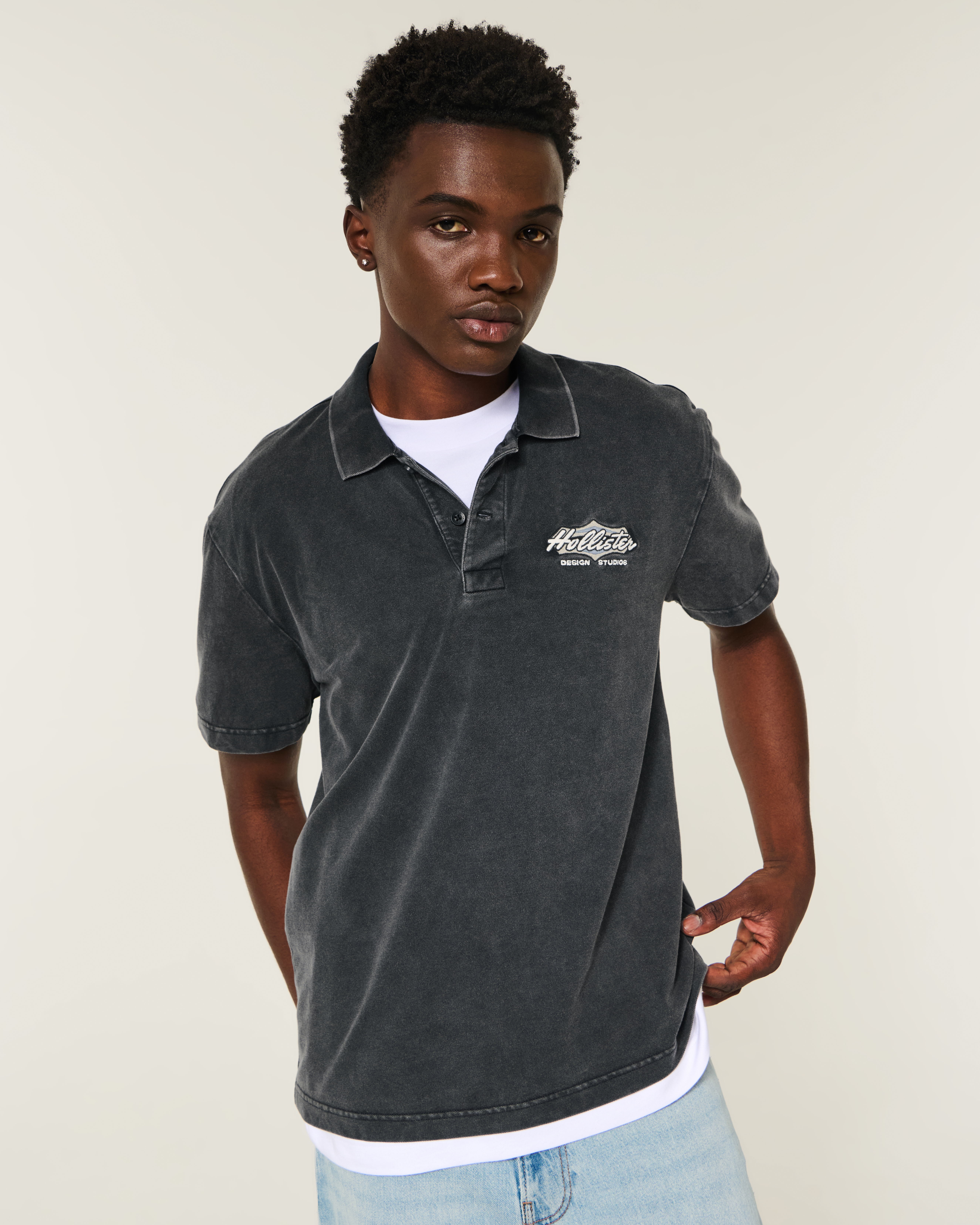 Мужские топы Hollister Relaxed Striped Polo — фото 3