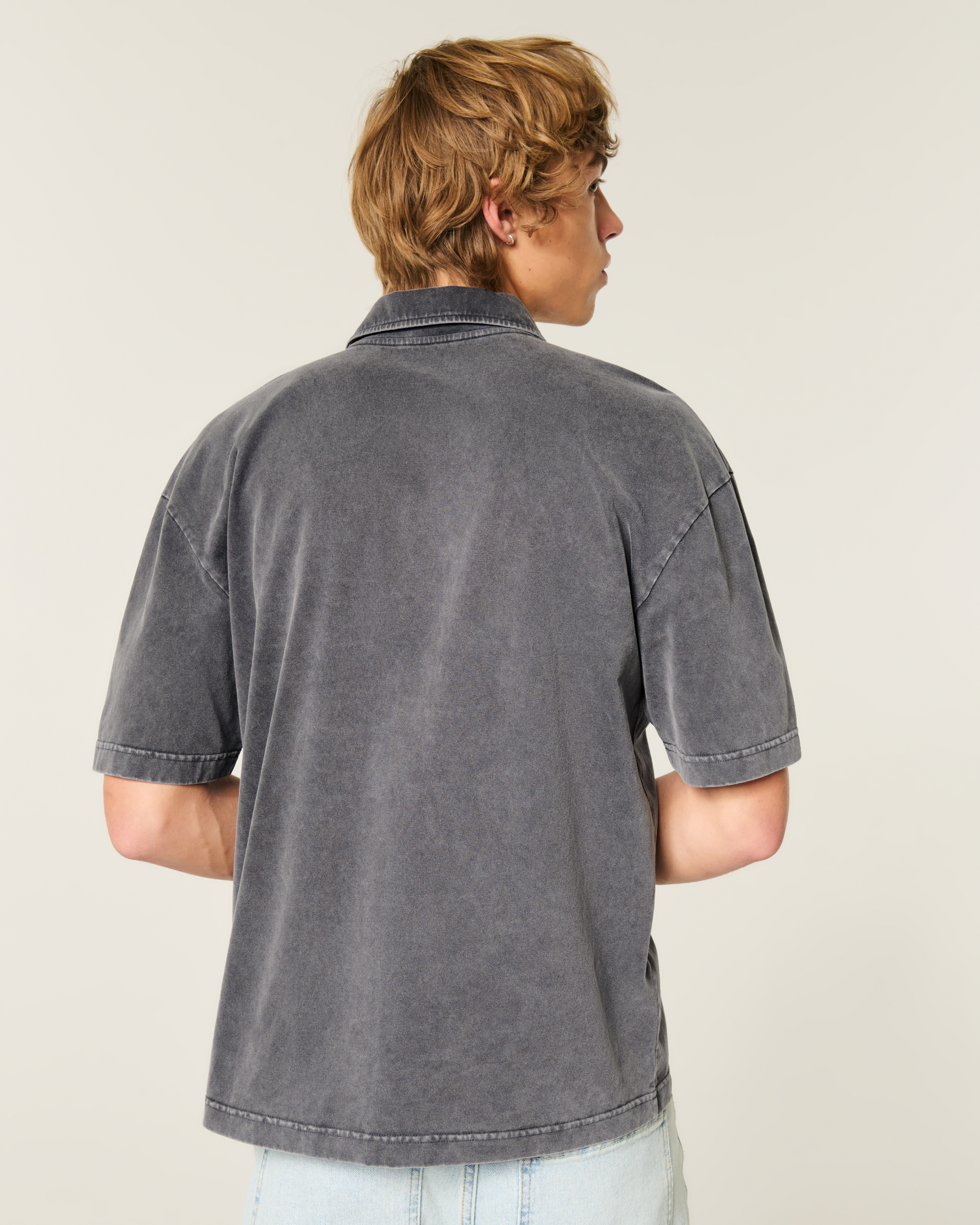 Мужские топы Hollister Boxy Heavyweight Cotton Star Applique Polo — фото 3
