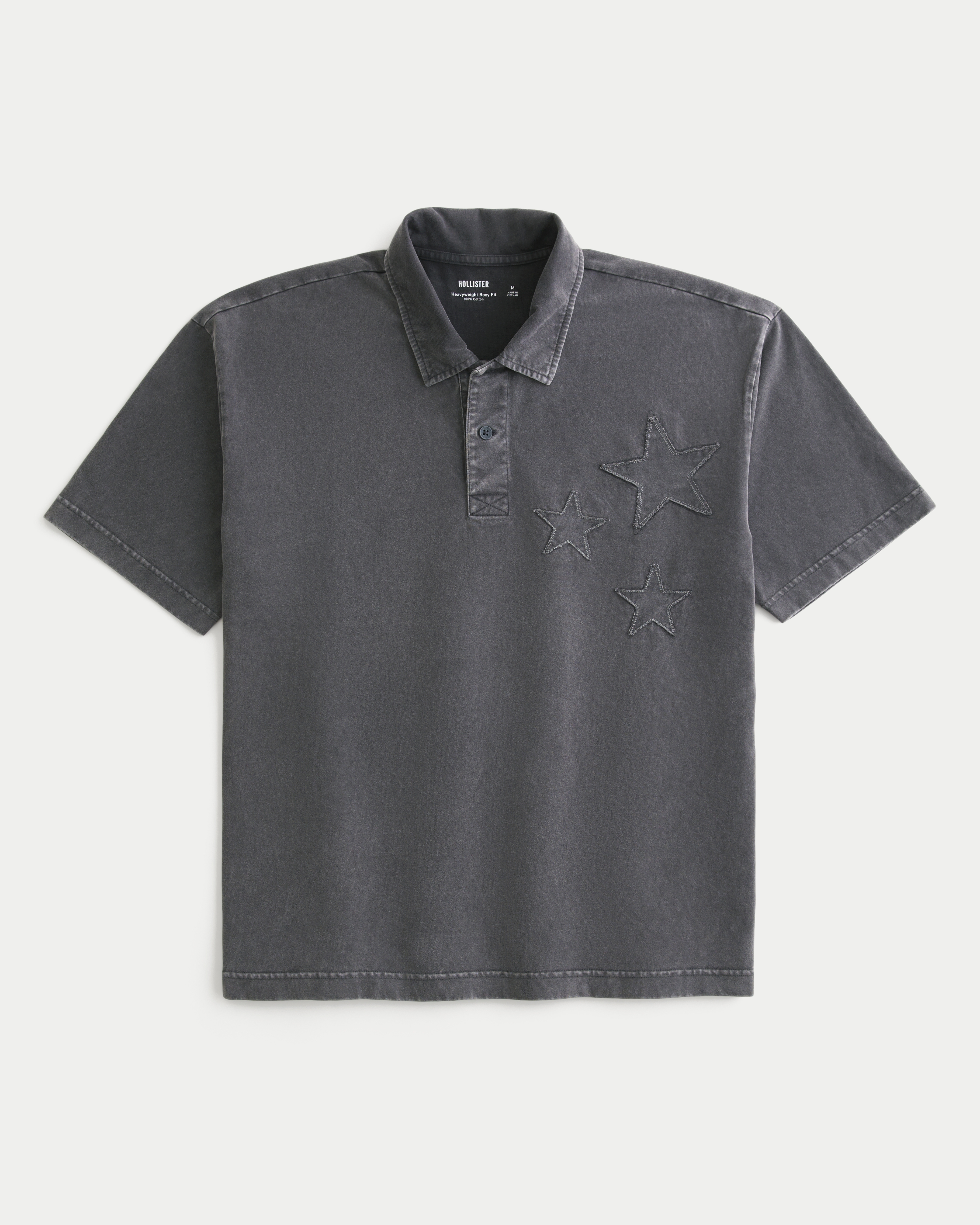 Мужские топы Hollister Boxy Heavyweight Cotton Star Applique Polo