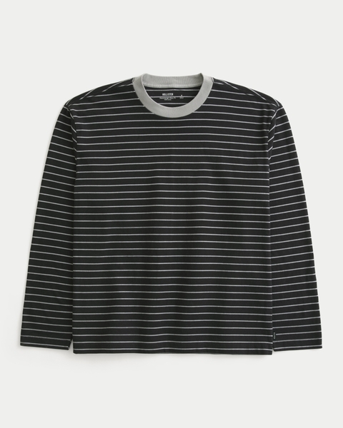 Мужские футболки Hollister Boxy Heavyweight Long-Sleeve Cotton Crew T-Shirt