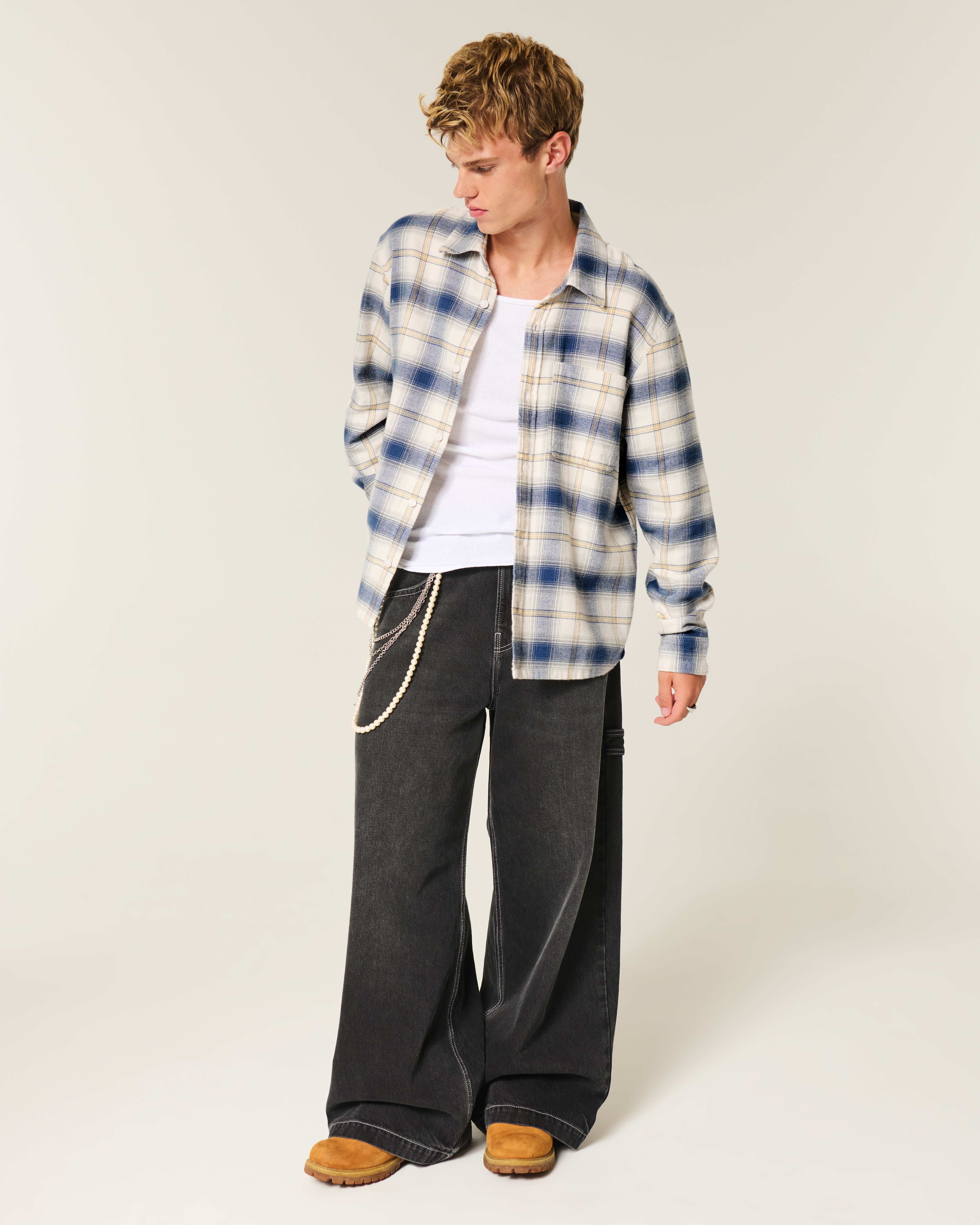 Мужские рубашки Hollister The Ohio State University Buckeyes Graphic Flannel Shirt — фото 2