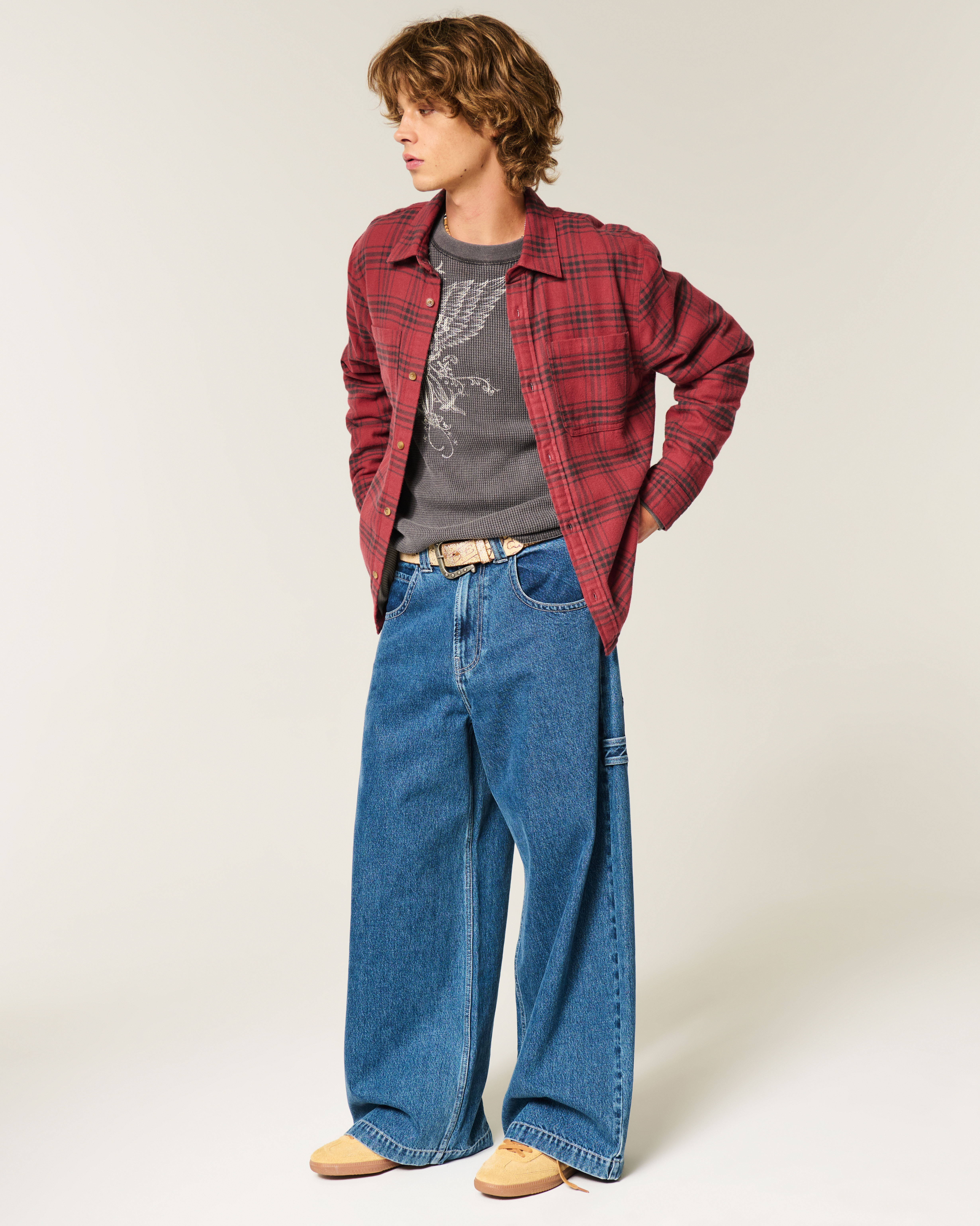 Мужские рубашки Hollister Boxy Thermal-Lined Flannel Shirt — фото 3