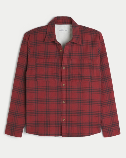 Мужские рубашки Hollister Boxy Thermal-Lined Flannel Shirt