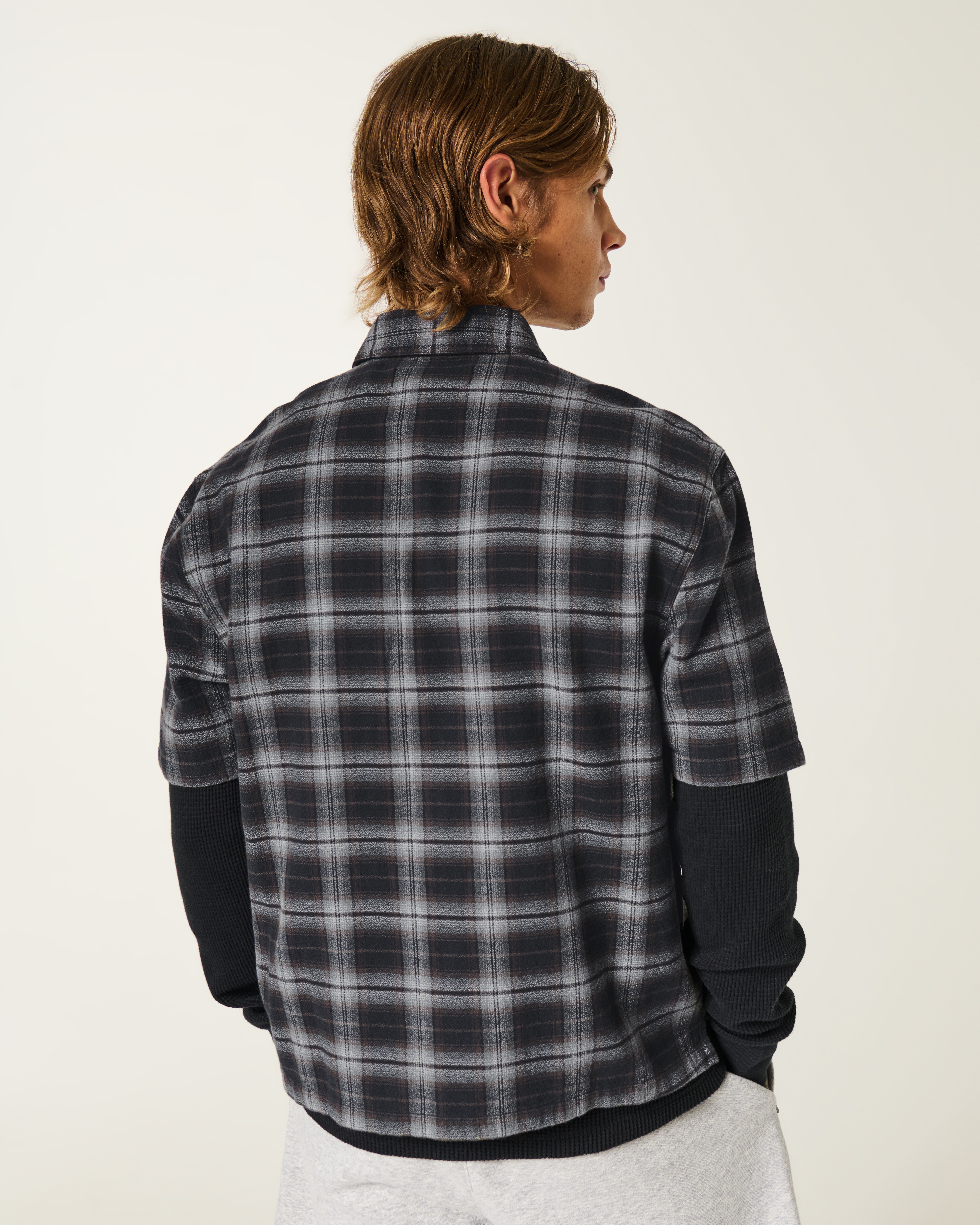 Мужские рубашки Hollister Boxy Star Applique Check Pattern Shirt — фото 3