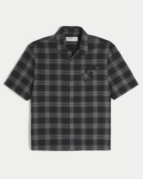 Мужские рубашки Hollister Boxy Star Applique Check Pattern Shirt