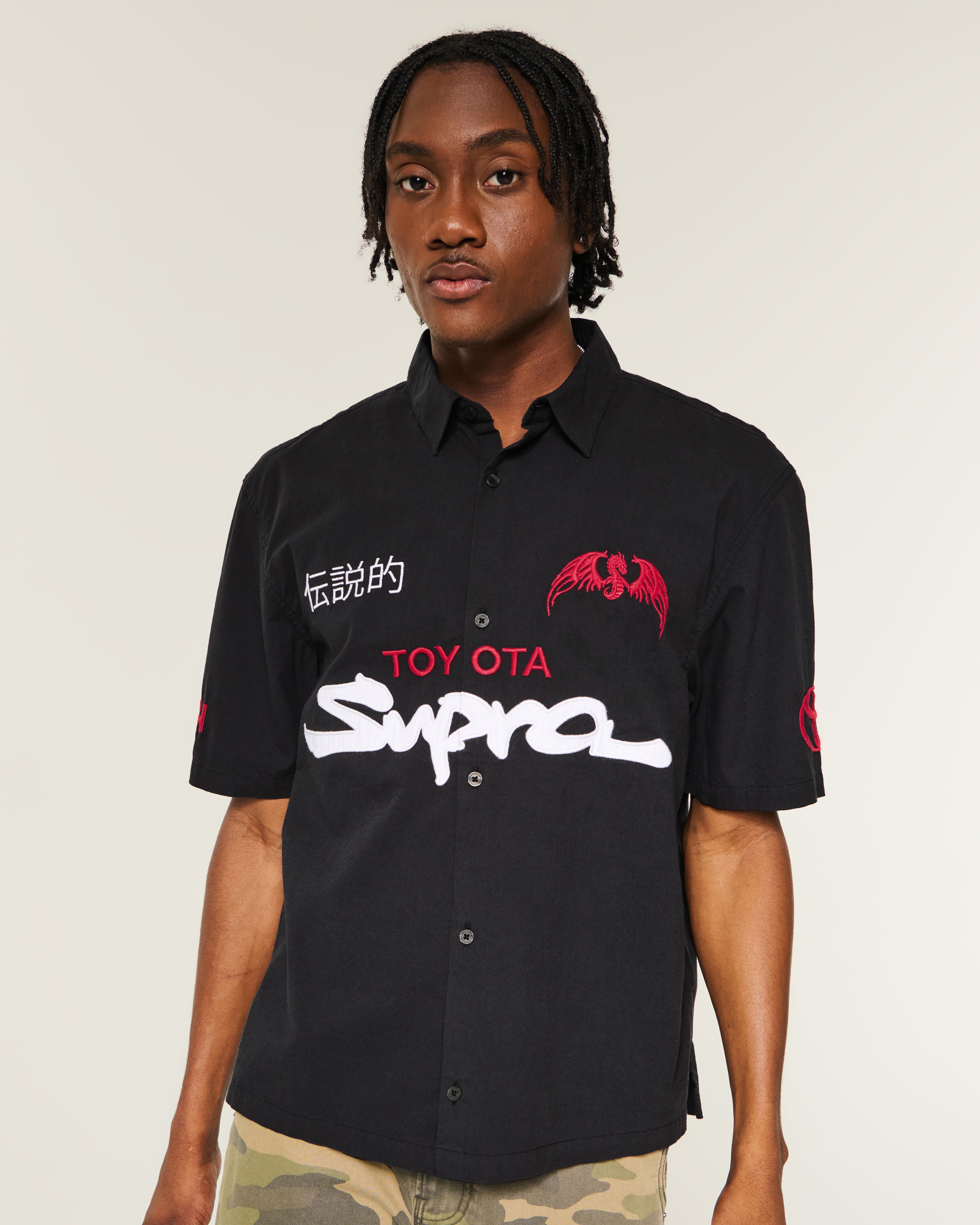 Мужские рубашки Hollister Boxy Honda Graphic Mechanic Shirt — фото 3