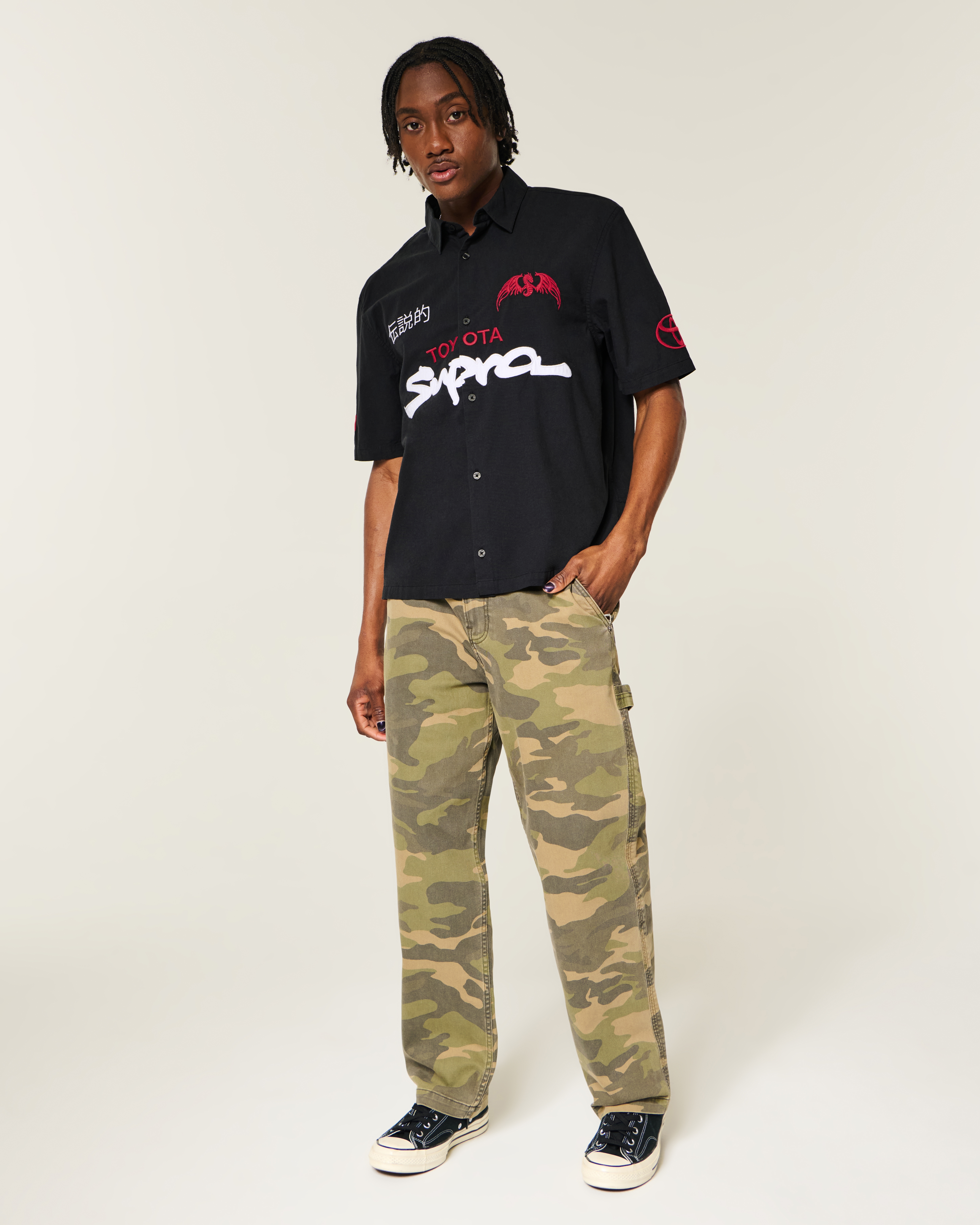 Мужские рубашки Hollister Boxy Honda Graphic Mechanic Shirt — фото 4