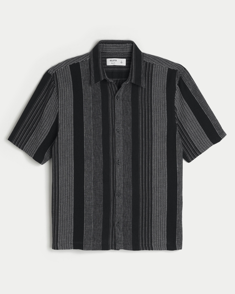 Мужские рубашки Hollister Boxy Short-Sleeve Textural Stripe Shirt