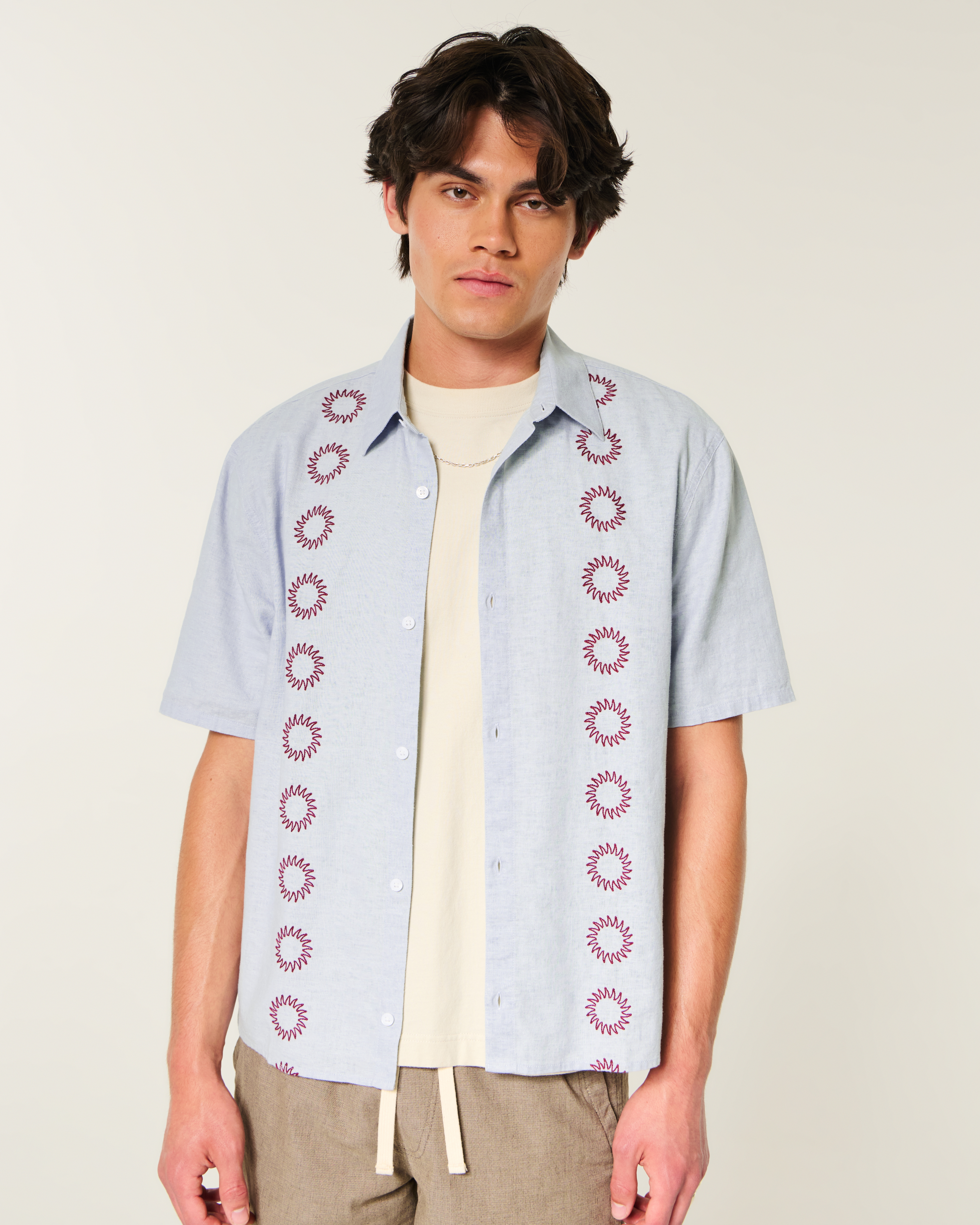 Мужские рубашки Hollister Boxy Embroidered Shirt — фото 2