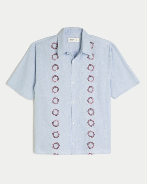 Мужские рубашки Hollister Boxy Embroidered Shirt