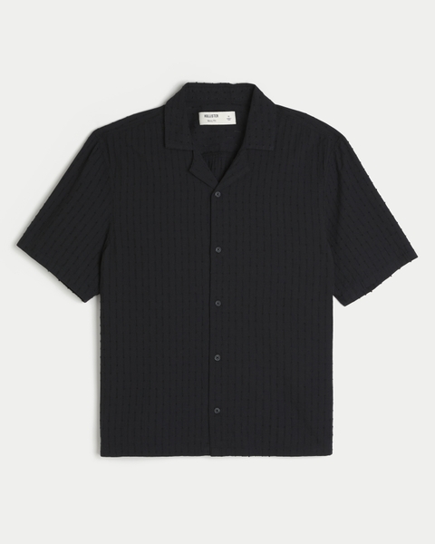 Мужские рубашки Hollister Boxy Short-Sleeve Textural Cotton Shirt