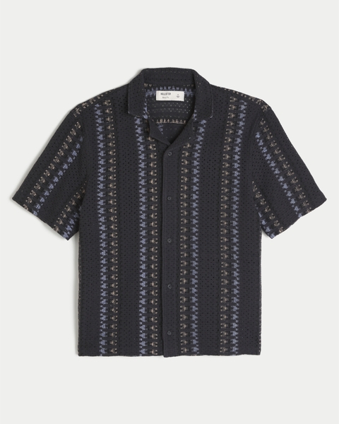 Мужские рубашки Hollister Boxy Short-Sleeve Crochet-Style Shirt