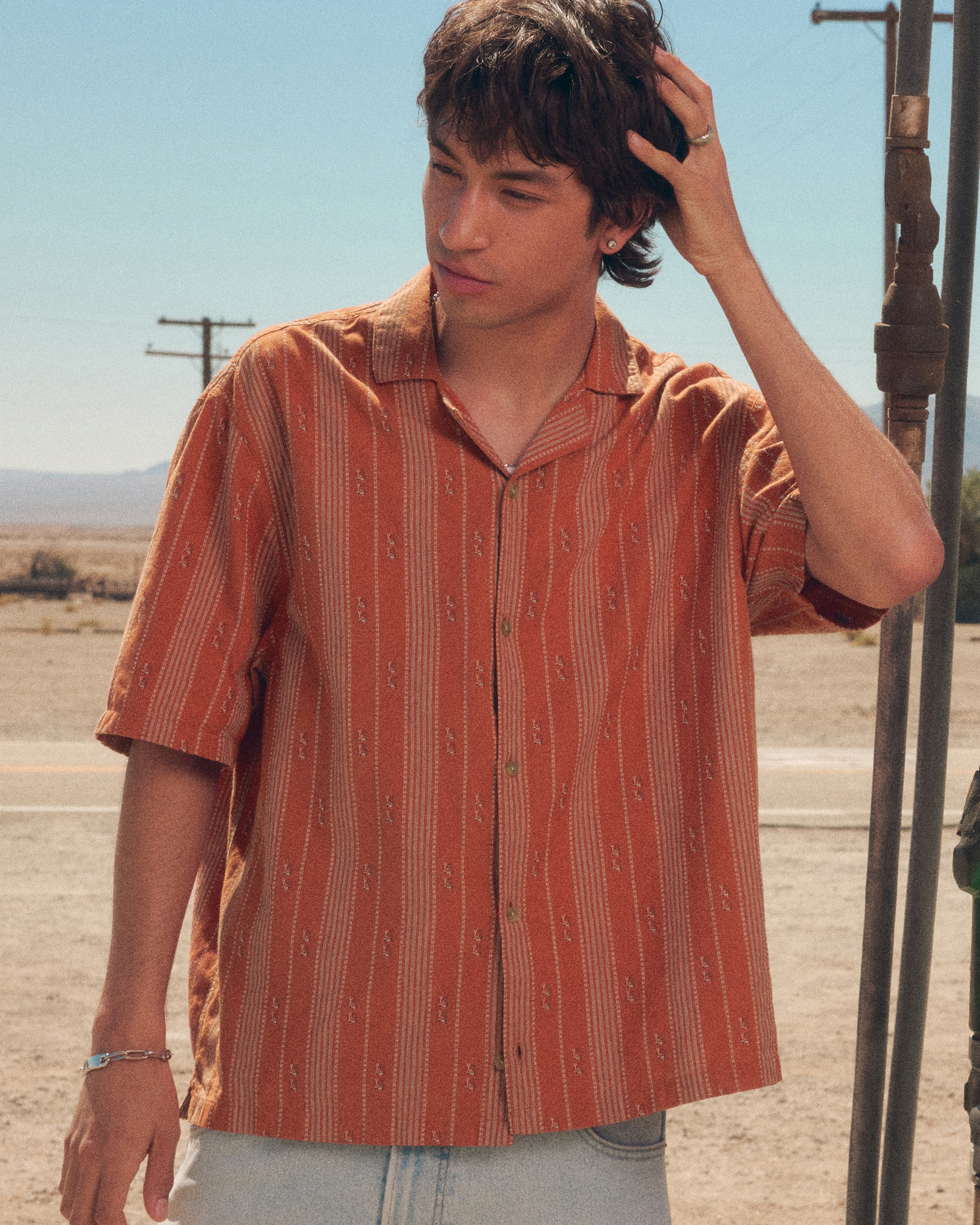 Мужские рубашки Hollister Boxy Cotton Textural Stripe Shirt — фото 2