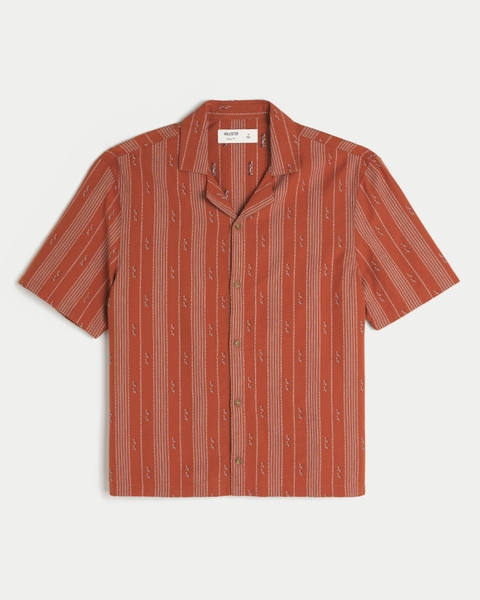 Мужские рубашки Hollister Boxy Cotton Textural Stripe Shirt