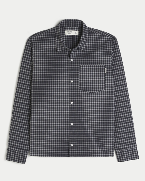 Мужские рубашки Hollister Boxy Poplin Button Front Shirt