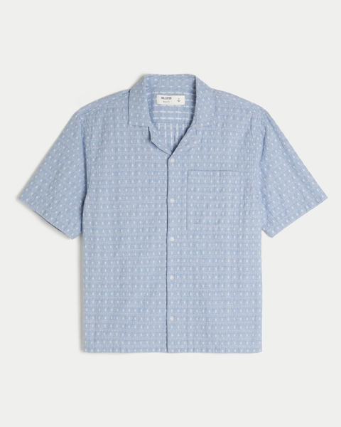 Мужские рубашки Hollister Boxy Short-Sleeve Textured Button-Through Shirt
