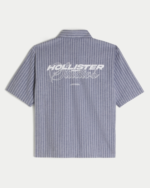 Мужские рубашки Hollister Boxy Short-Sleeve Logo Graphic Shirt