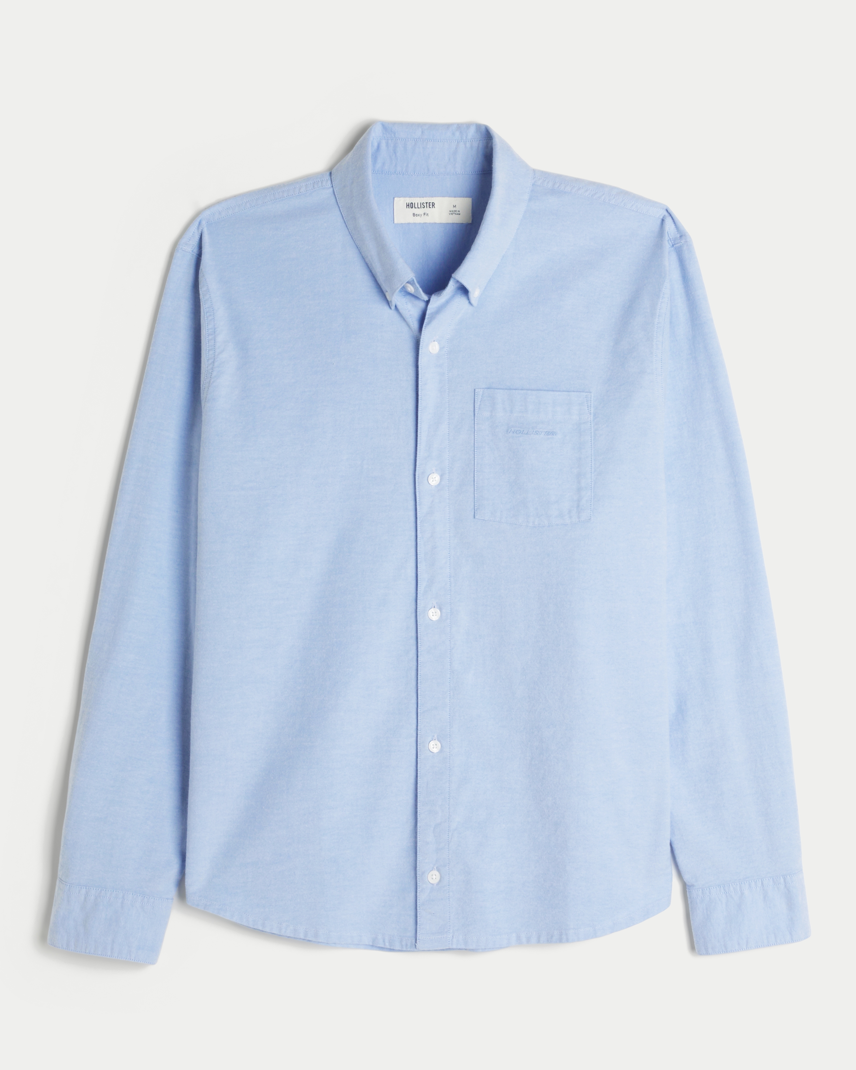 Мужская рубашка Hollister Boxy Oxford, цвет: Светлый синий