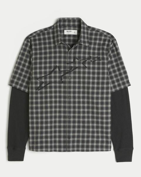 Мужские рубашки Hollister Boxy Thermal Twofer Shirt