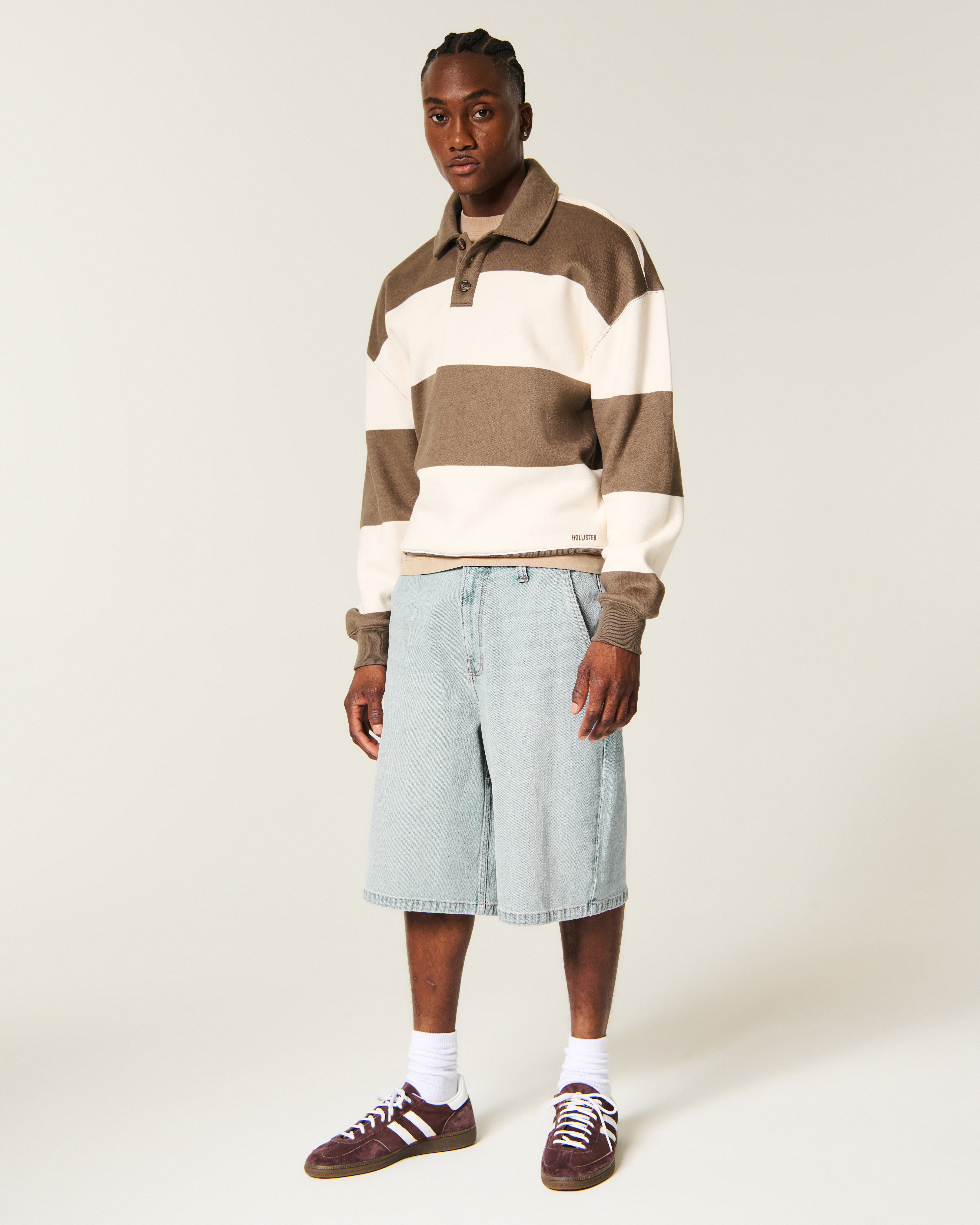 Мужские шорты Hollister Super Baggy Jean, цвет: Светлый — фото 2