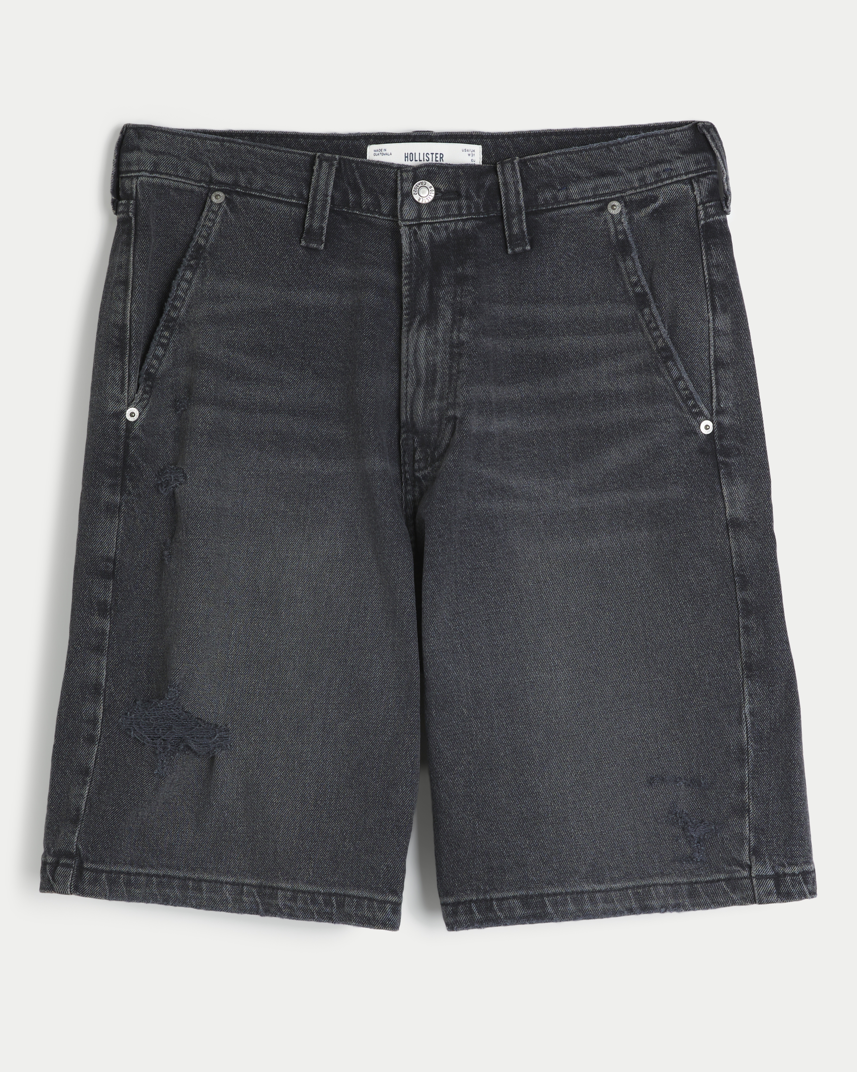 Мужские шорты Hollister Baggy Comfort Jean, цвет: Чёрный варёный — фото 1