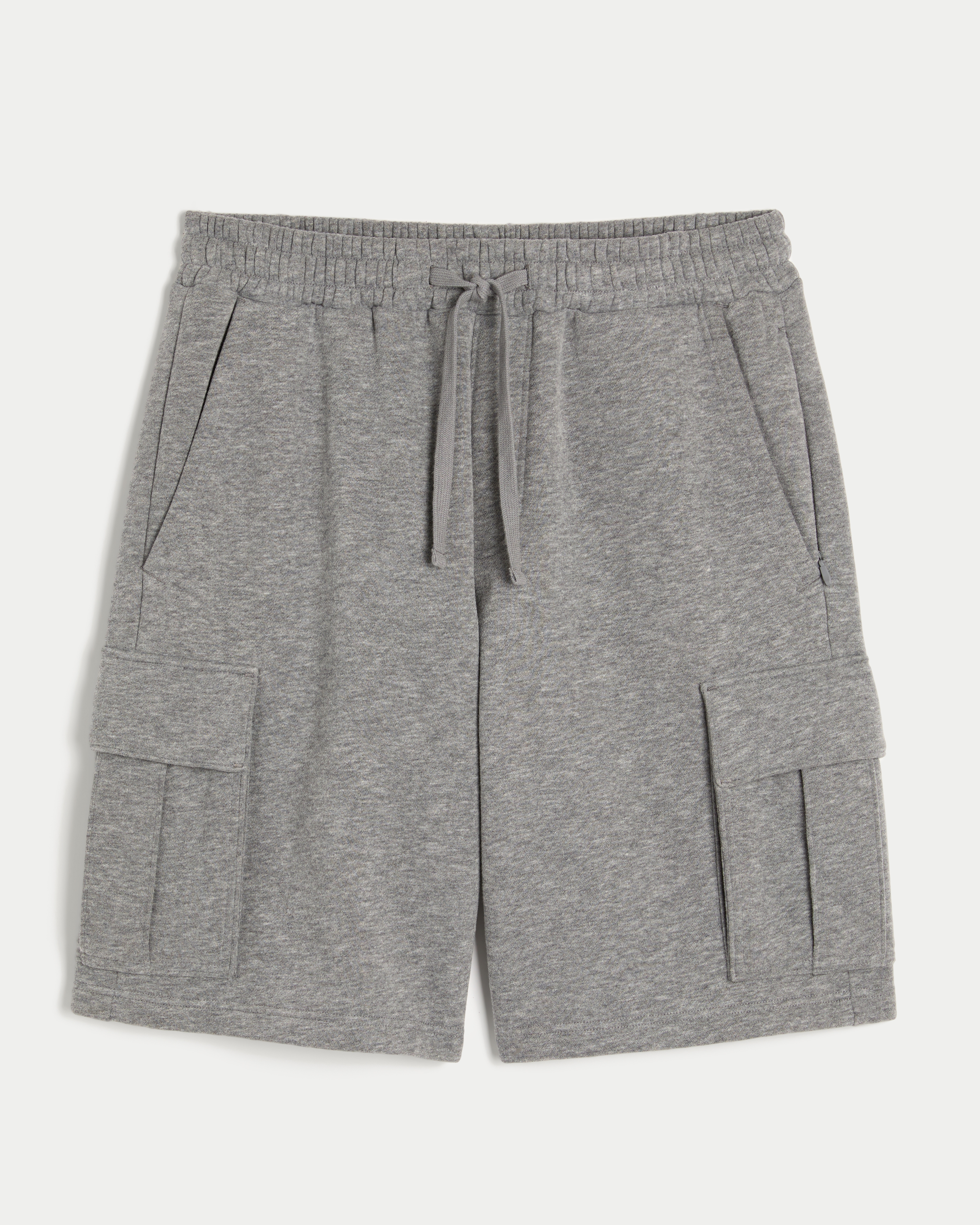 Мужские шорты Hollister Feel Good At-the-Knee Baggy Fleece Cargo, цвет: Тёмный меланжевый серый — фото 1