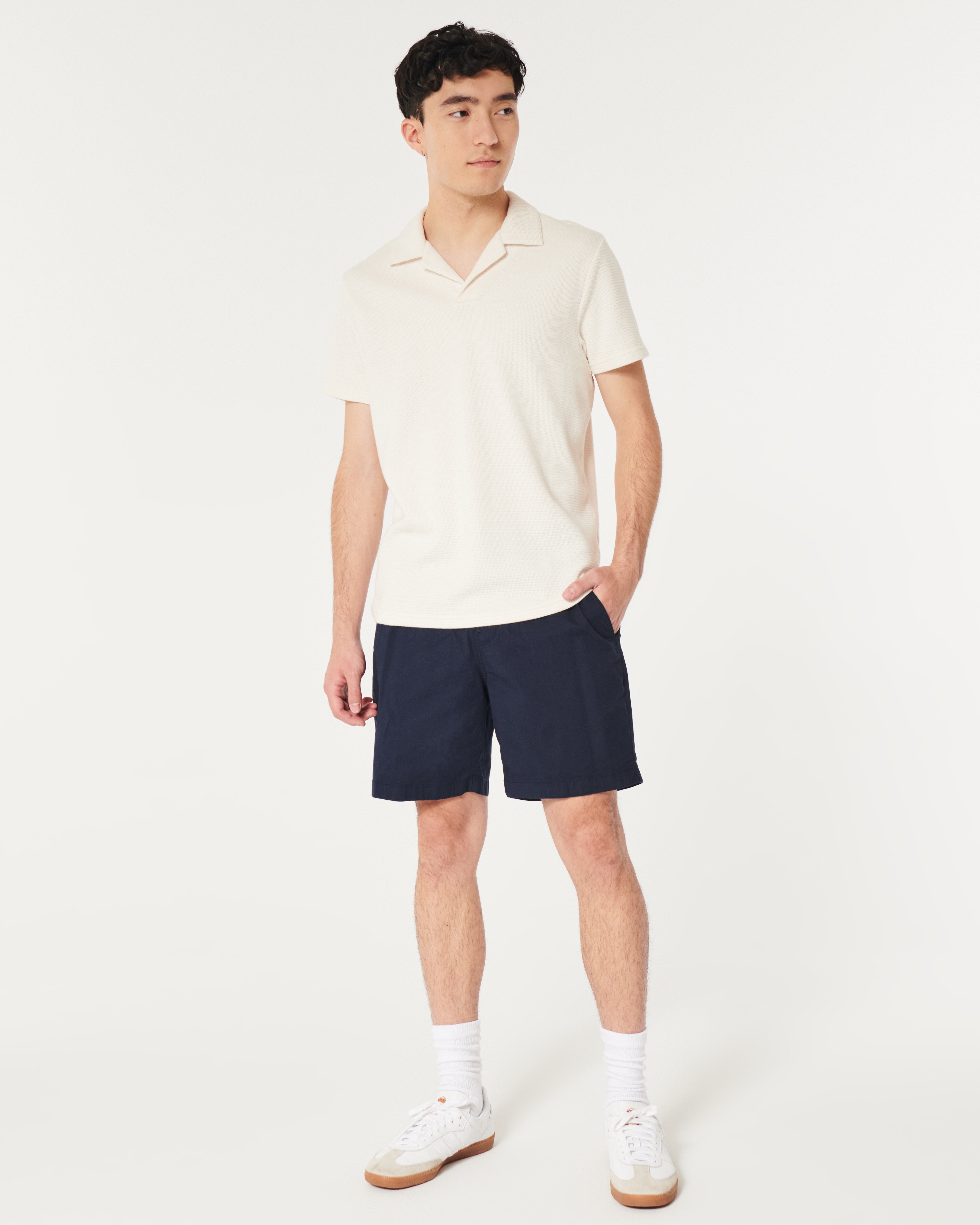 Мужские шорты Hollister Twill Jogger Shorts 7", цвет: Тёмно-синий — фото 3