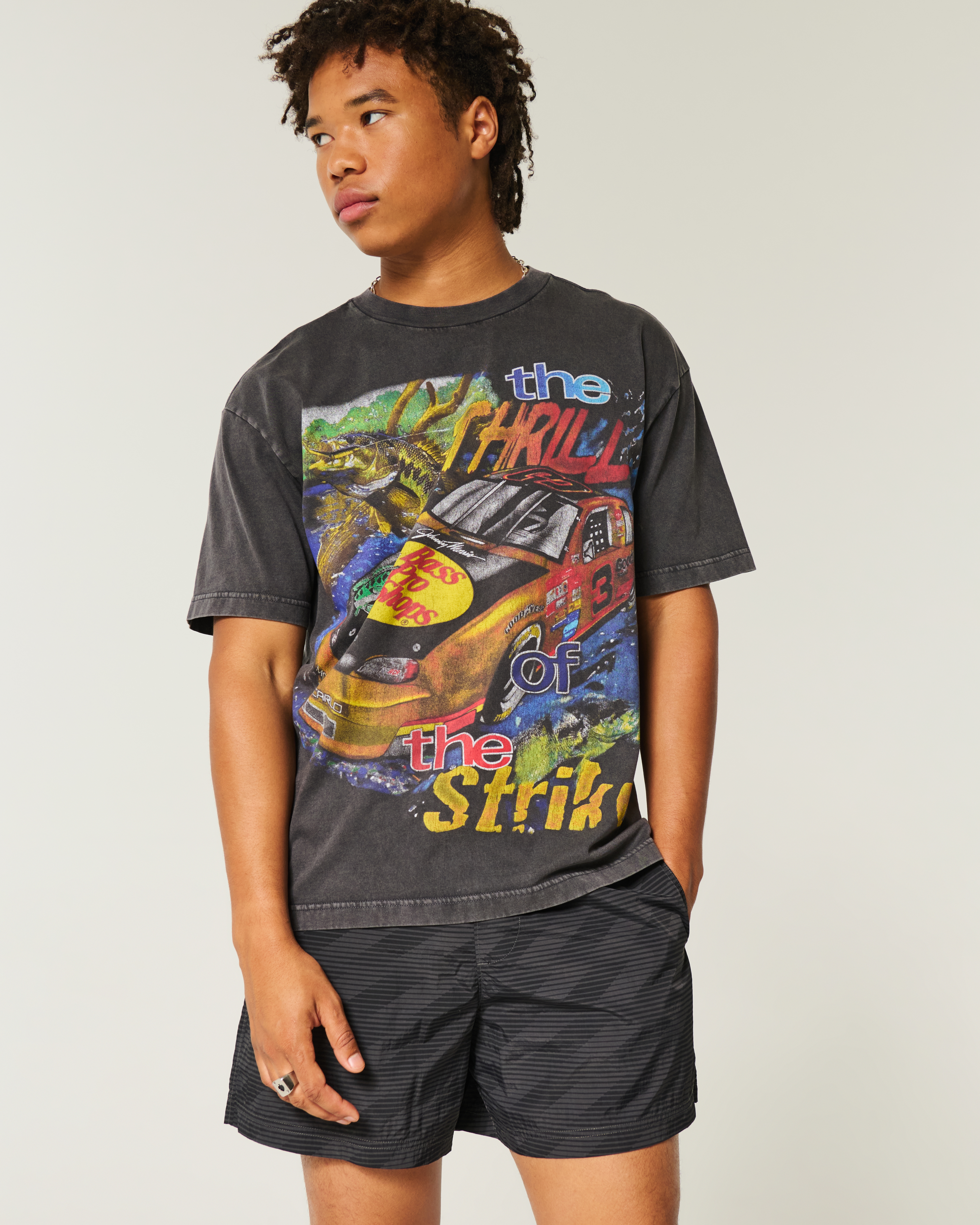 Мужские шорты Hollister Mid-Thigh Baggy Soccer, цвет: Чёрный — фото 2