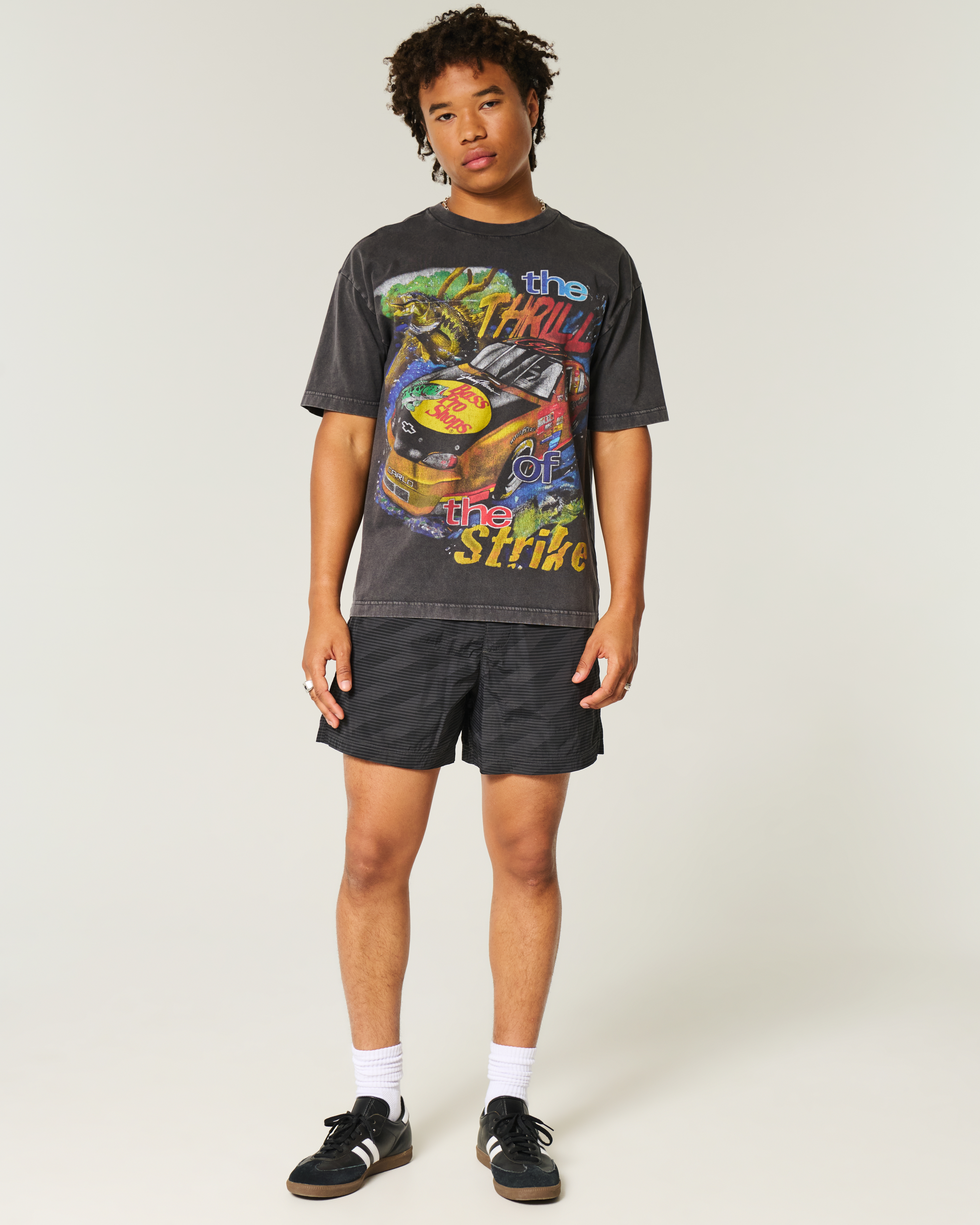 Мужские шорты Hollister Mid-Thigh Baggy Soccer, цвет: Чёрный — фото 3