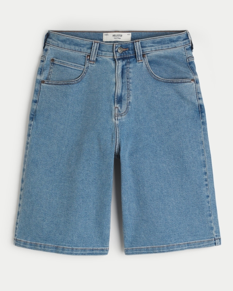 Мужские шорты Hollister Washed Black Cat Graphic Super Baggy Denim Shorts