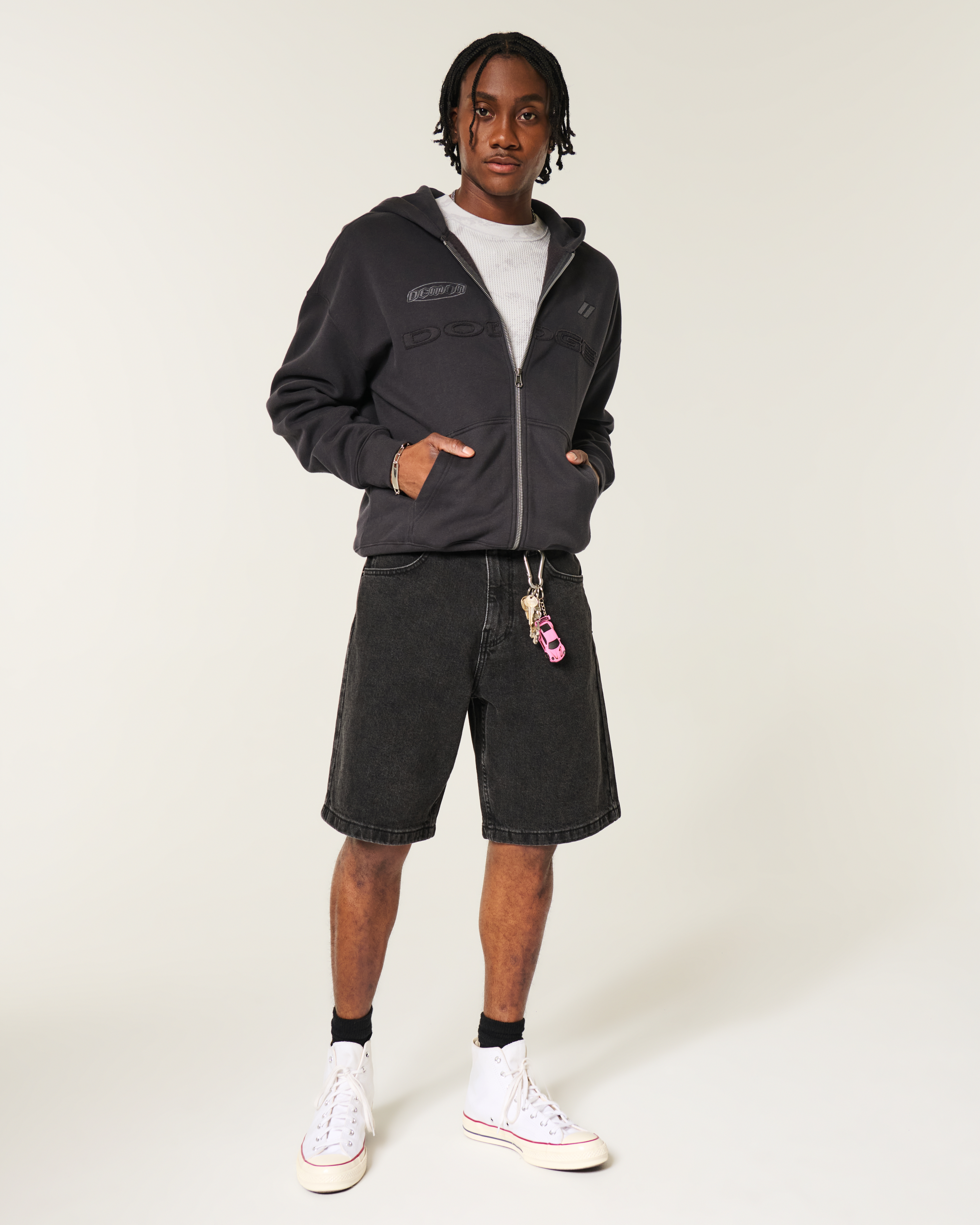 Мужские шорты Hollister Logo Embroidery Baggy Jean Shorts — фото 3